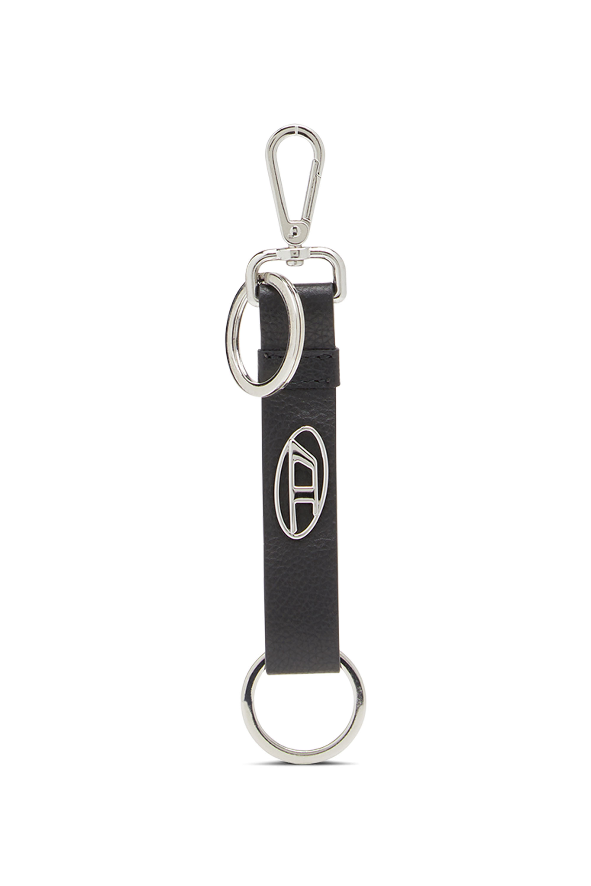 Diesel - Leather keyring with logo plaque - Bijoux and Gadgets - Man - Black