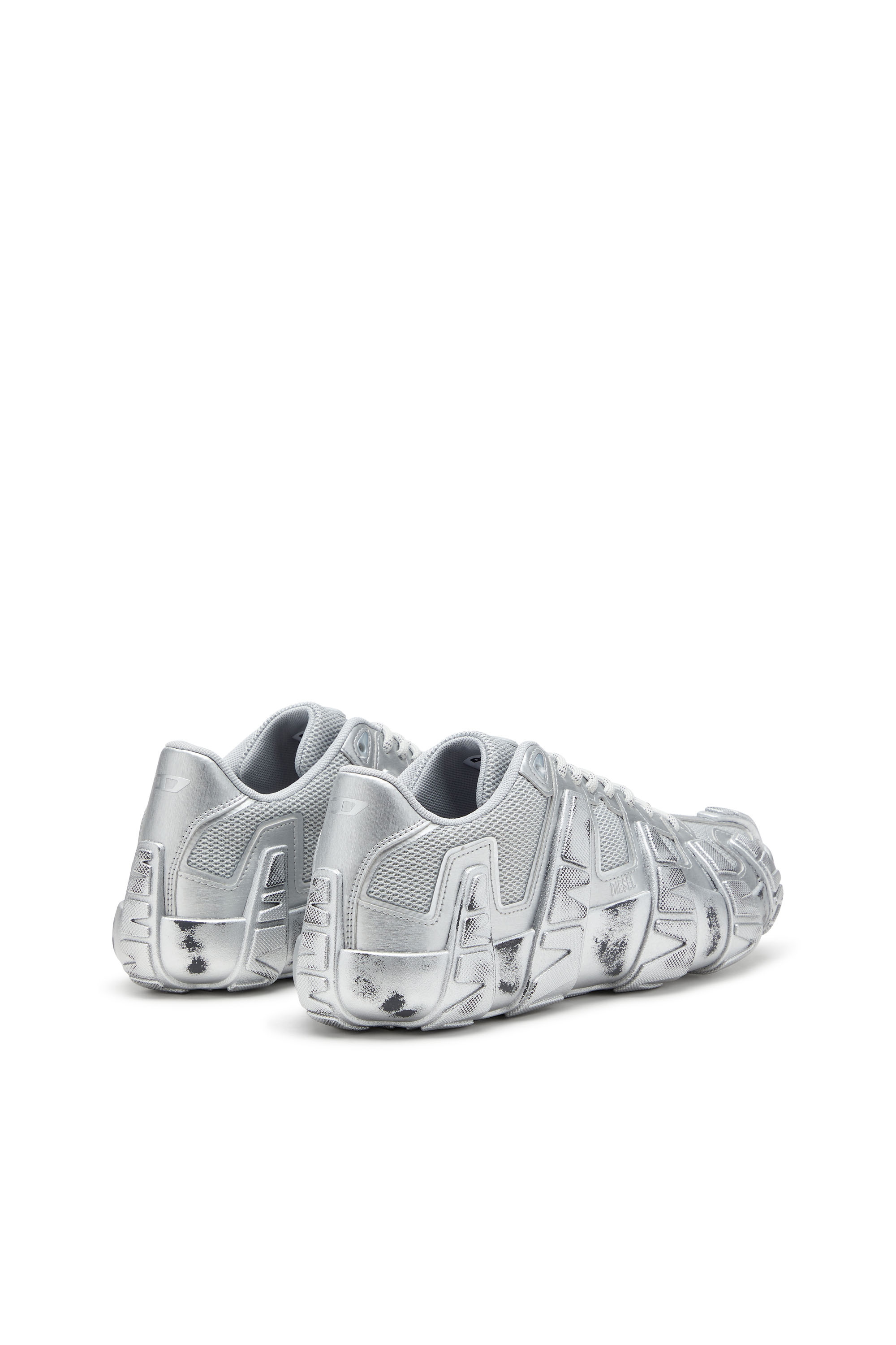 Diesel - S-D-GRIFFE LOW, Man's S-D-Griffe-Metallic sneakers in mesh and PU in Silver - 4