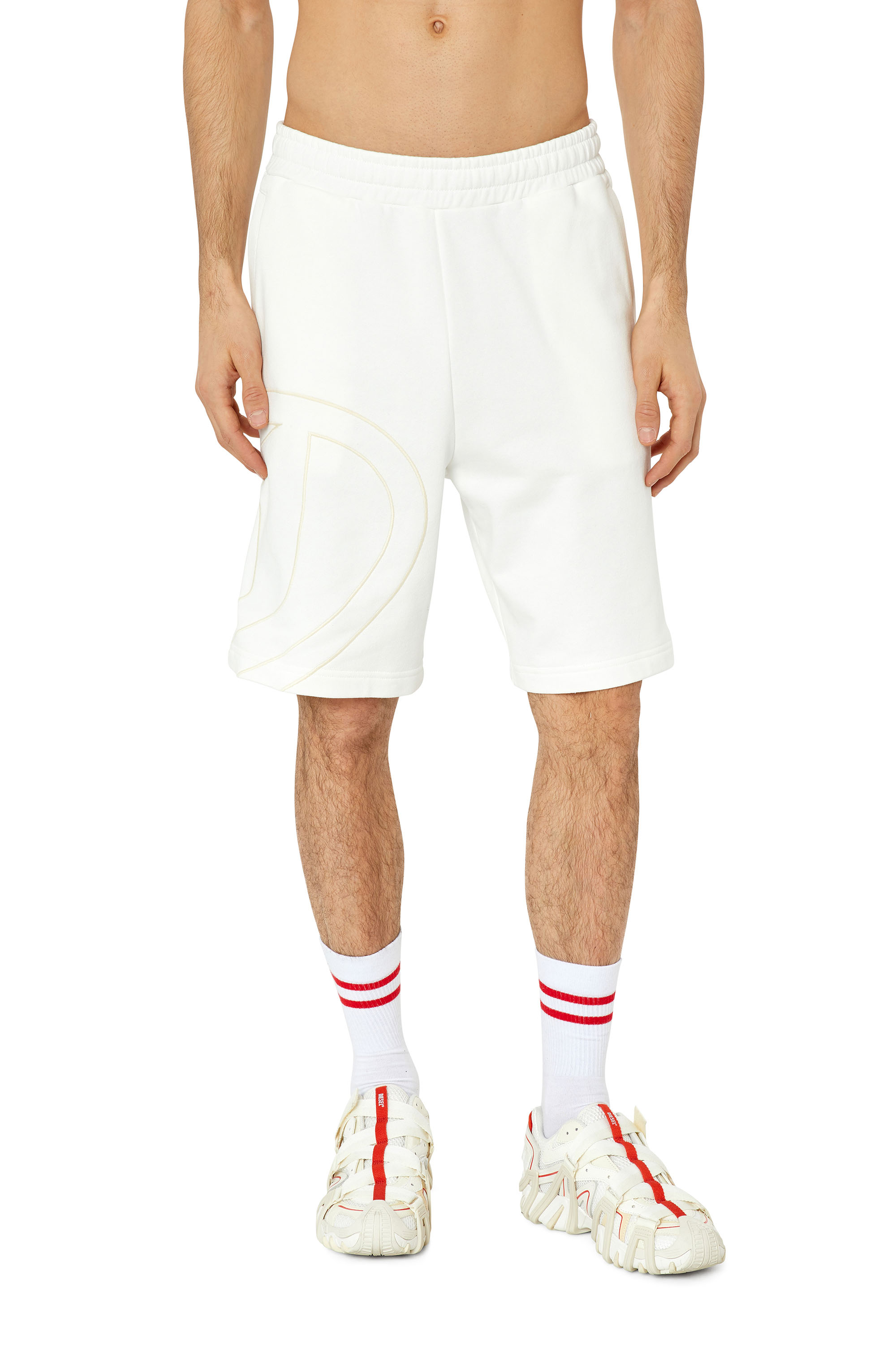 Diesel - Pantalones deportivos cortos con logotipo D grande - Shorts - Hombre - Blanco