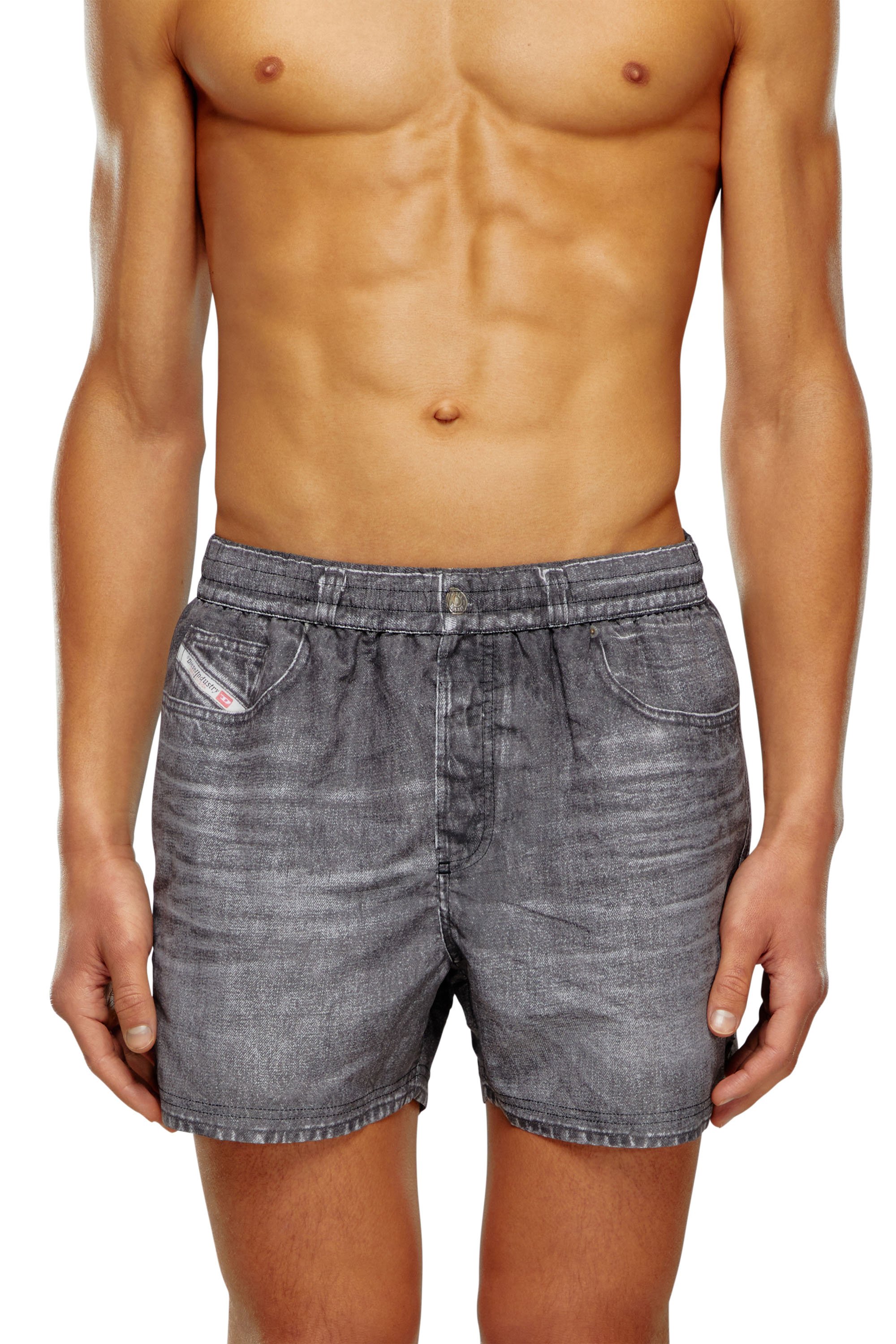 Diesel - Shorts de baño de longitud media con estampado vaquero - Bañadores boxers - Hombre - Negro