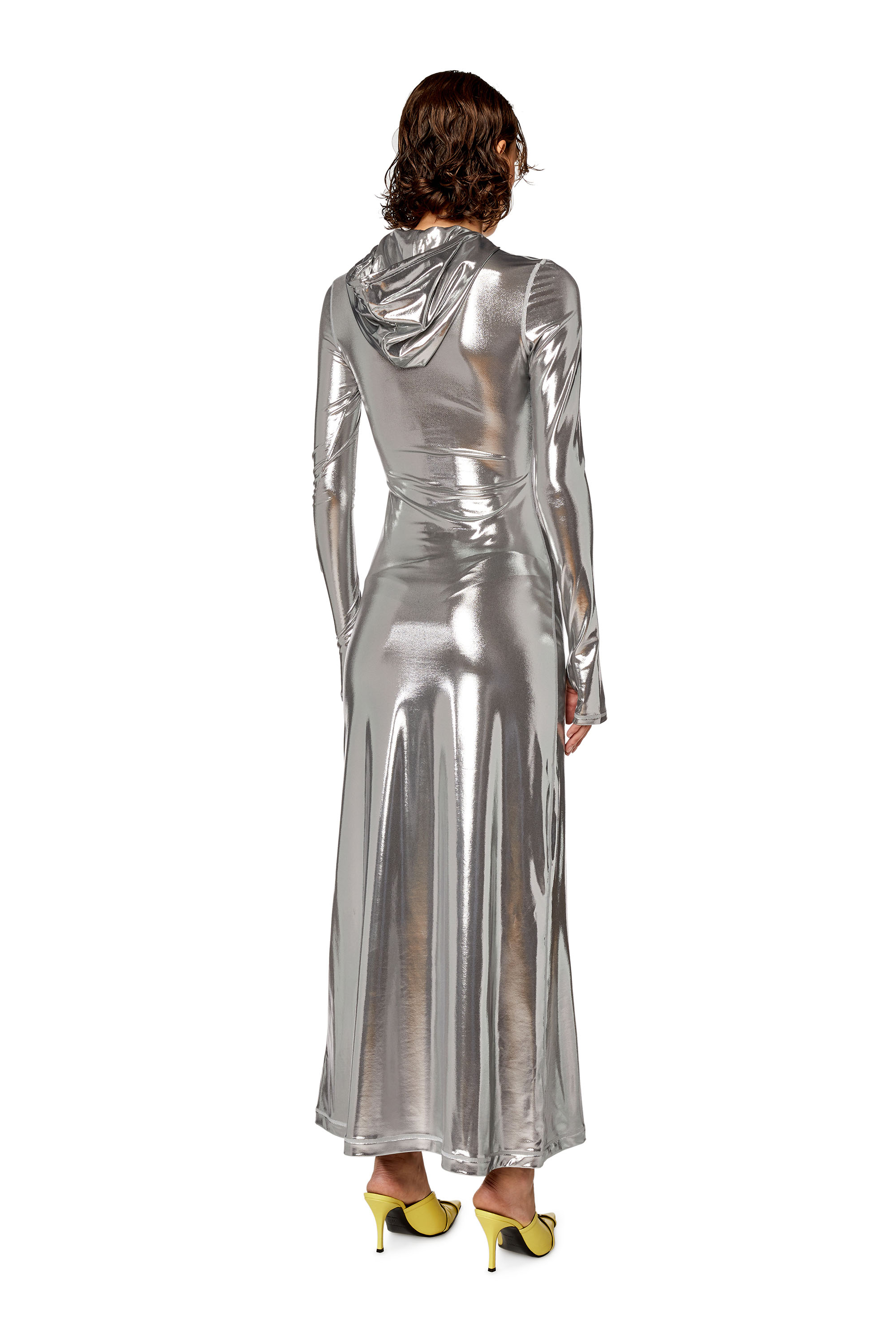 Diesel Hoodie Dress With Shiny Foil Coating In Grey