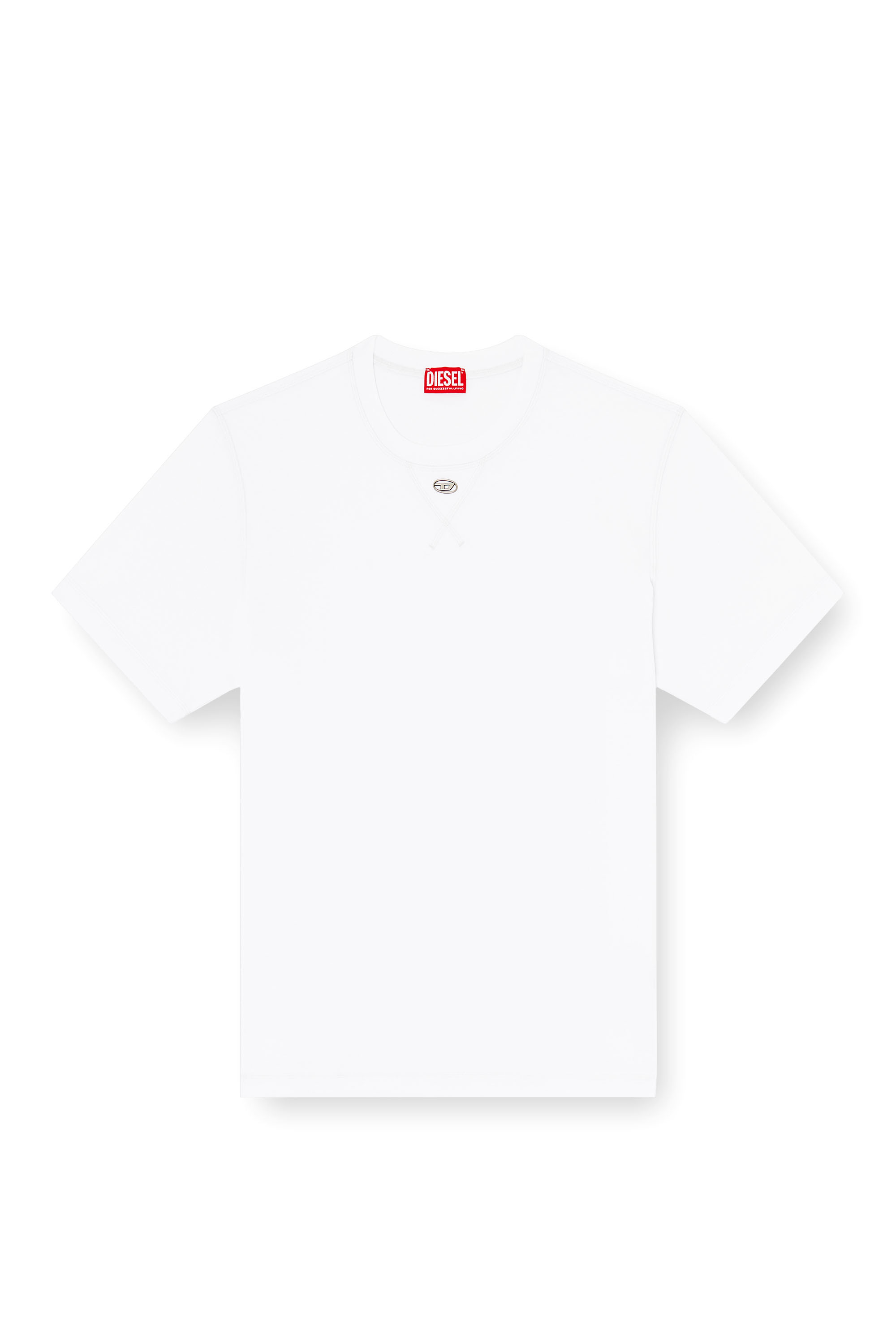 Diesel - T-MADJUST-TR, Man's Regular T-shirt with crew neck and Oval D in White - 3