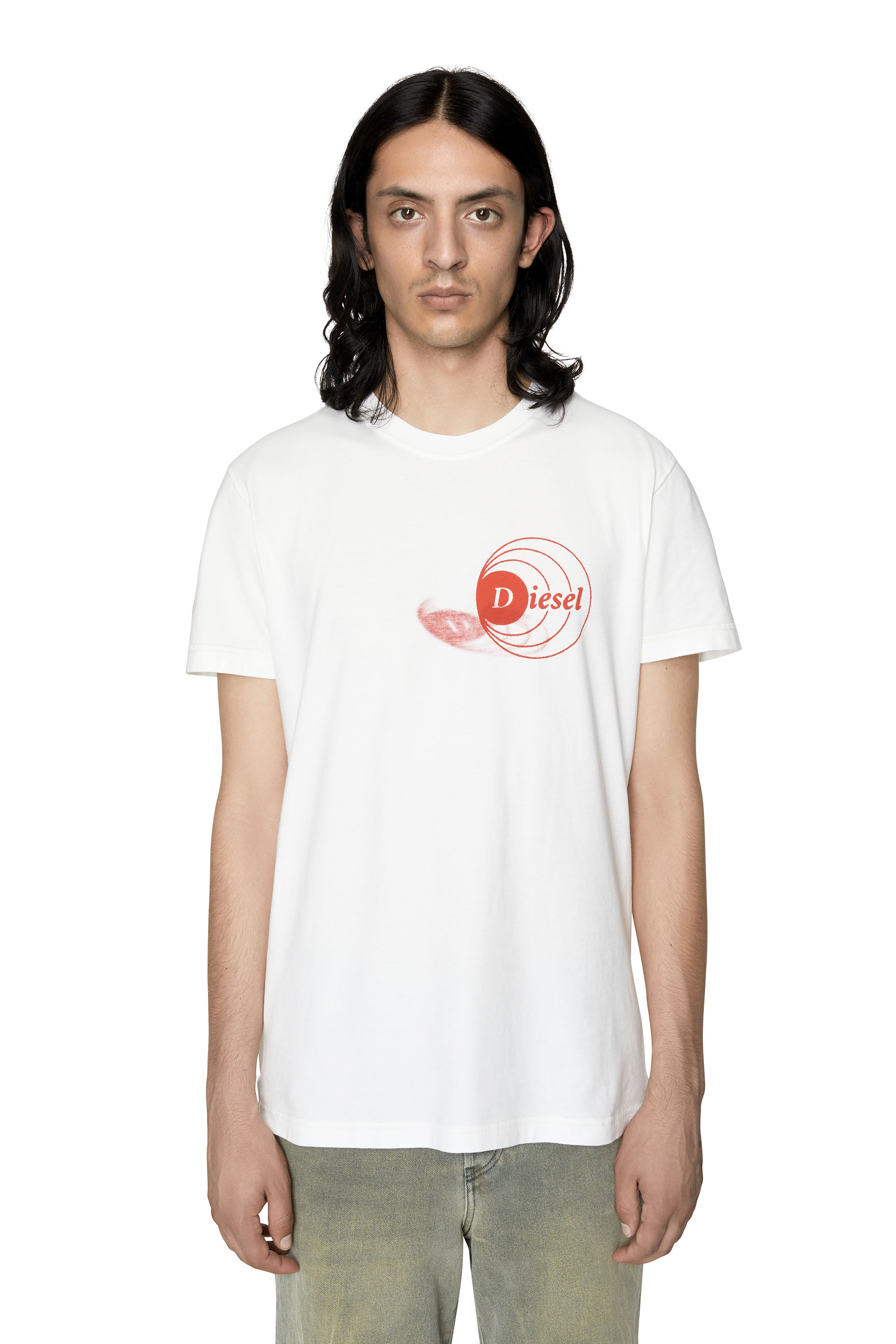 Diesel - T-shirt con logo a effetto bleed-through - T-Shirts - Uomo - Bianco