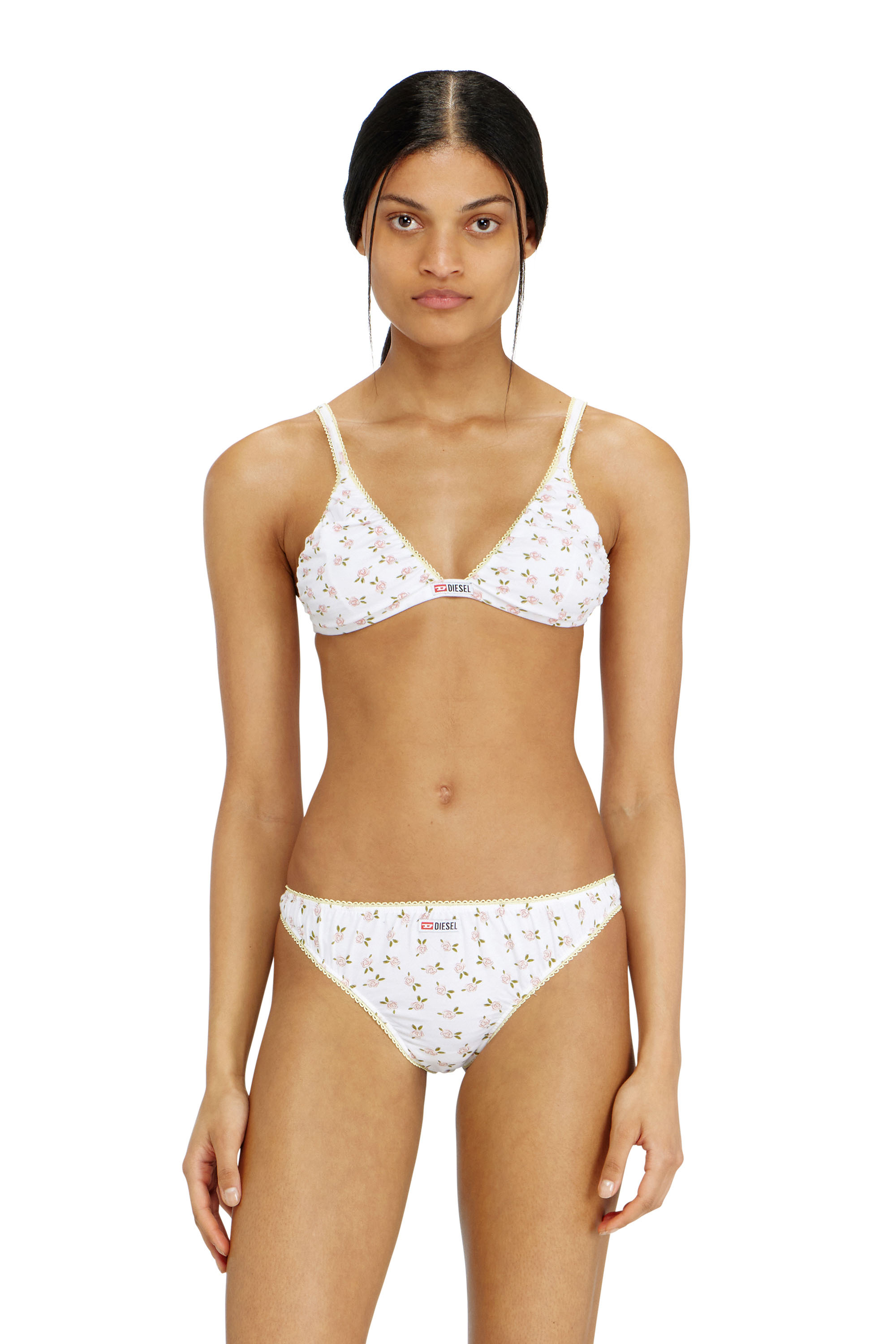 Diesel - Cotton triangle bra with all-over floral print - Bras - Woman - White