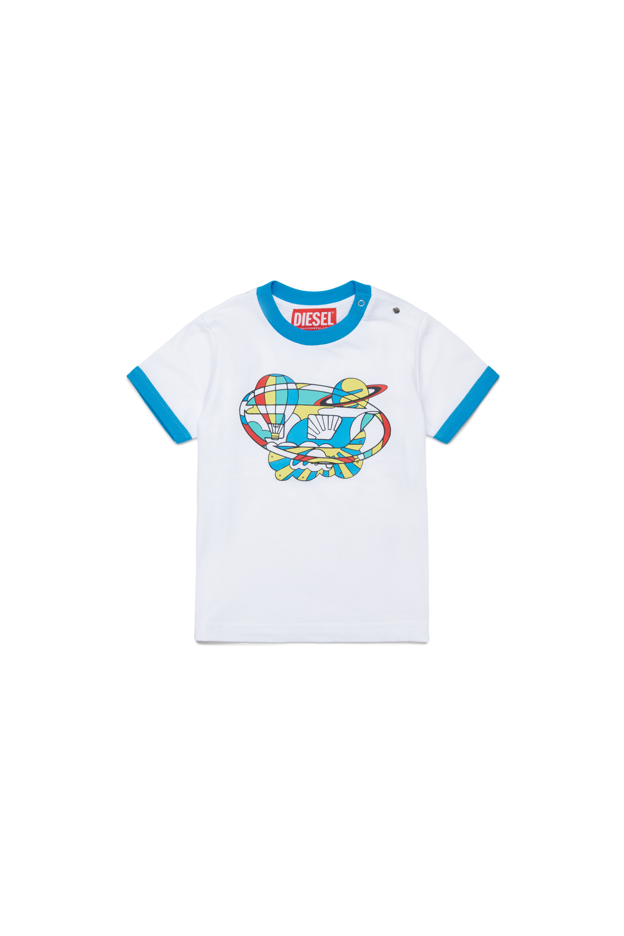 Diesel Boys White - Ring T-Shirt With Optical Print - T-Shirts And Tops - Man Size 24-36 Kids