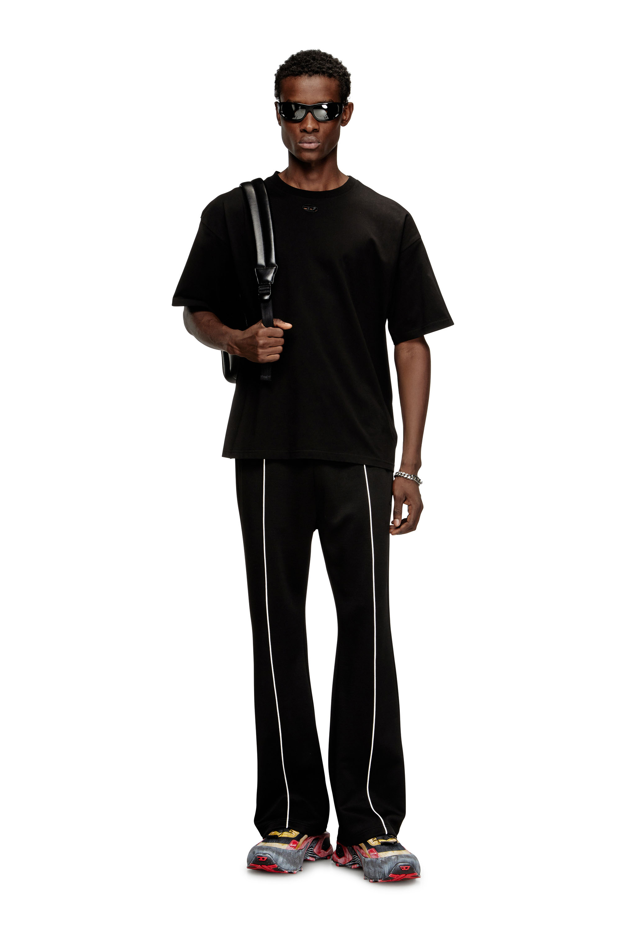 Diesel - T-BOXT-DCO, Man's Relaxed cotton T-shirt with Oval D embroidery in Black - 1