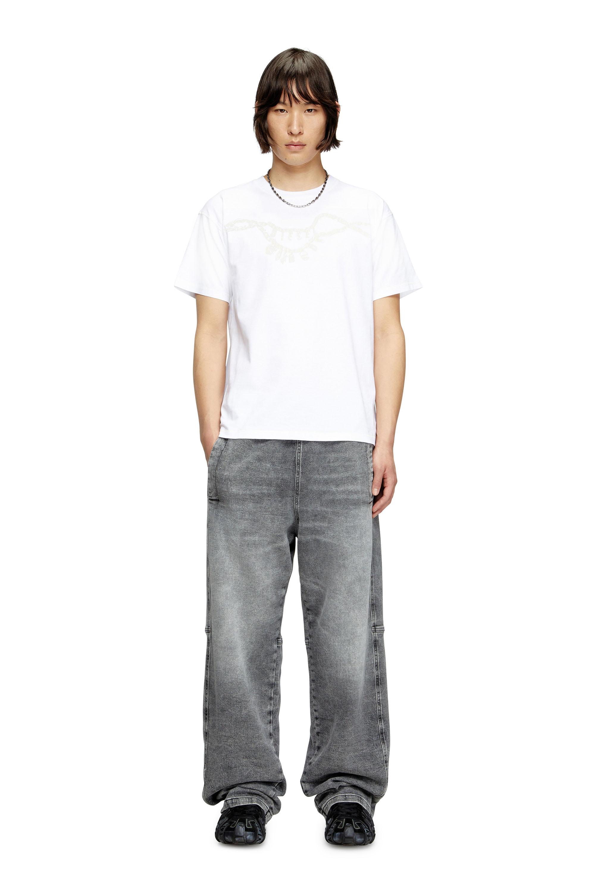 Diesel - T-NORM-HOSHI, Unisex's T-shirt with charm necklace print in White - 2
