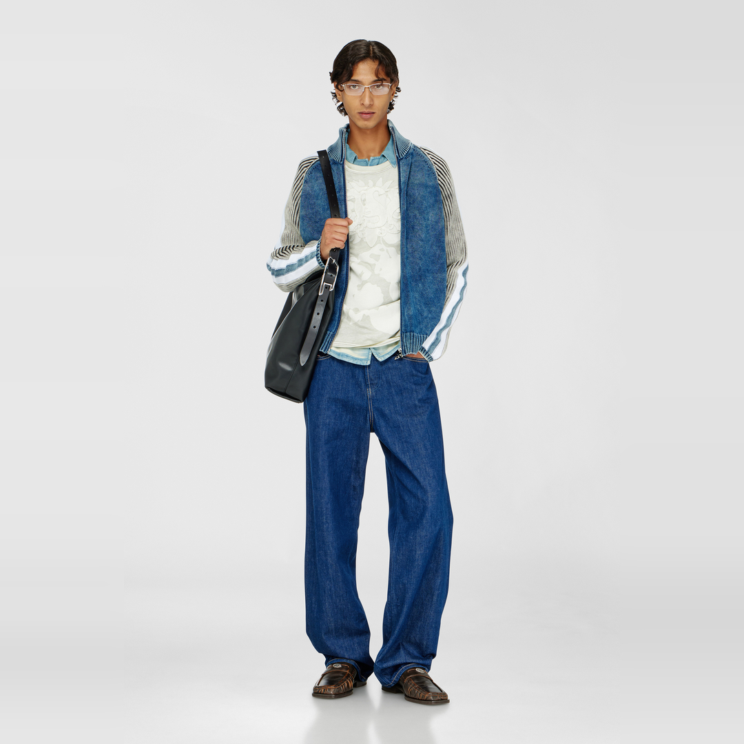 Diesel - Cardigan zippé avec bandes sportives - Pull Maille - Homme - Polychrome