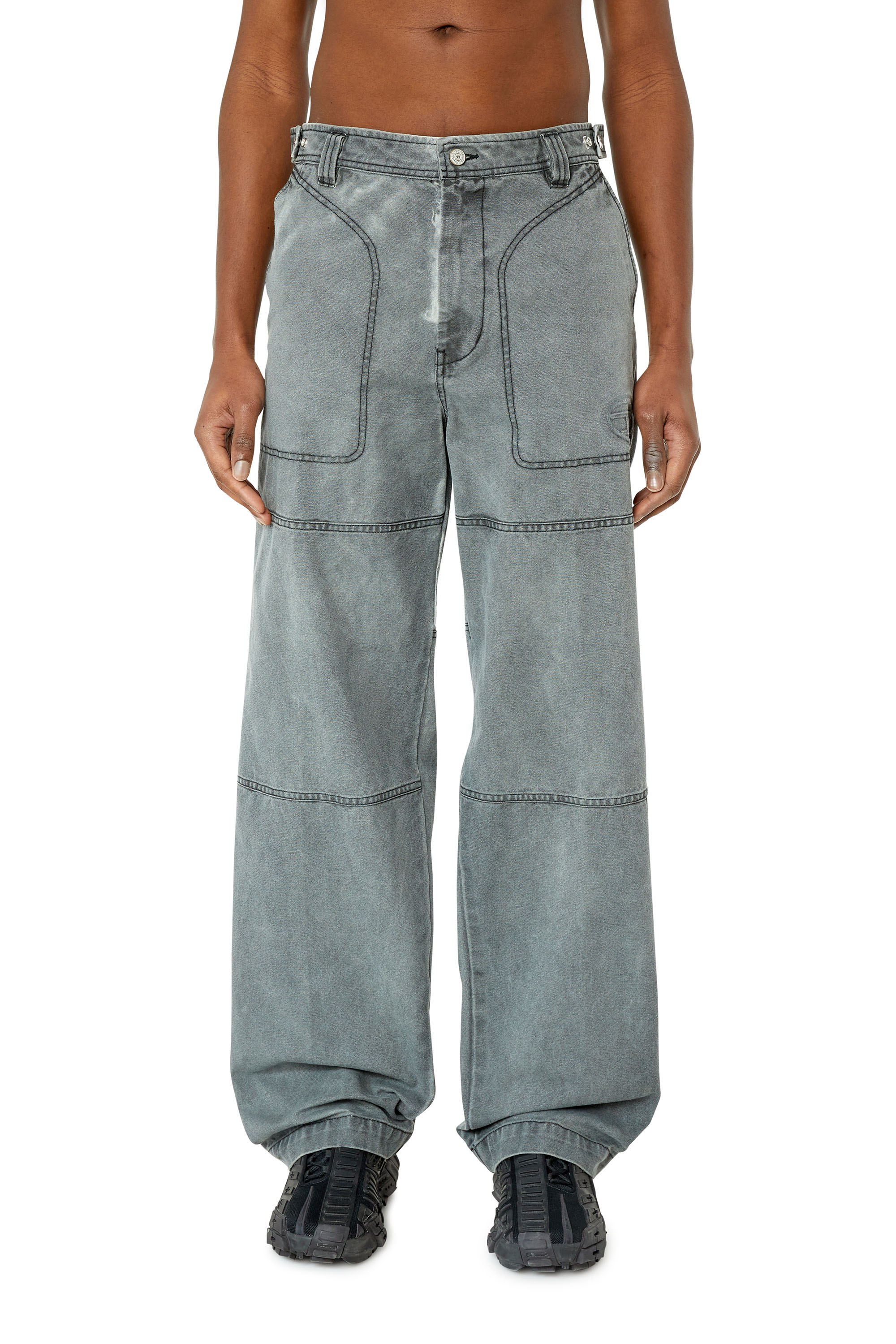 Diesel - Pantaloni workwear in tela trattata - Pantaloni - Uomo - Nero