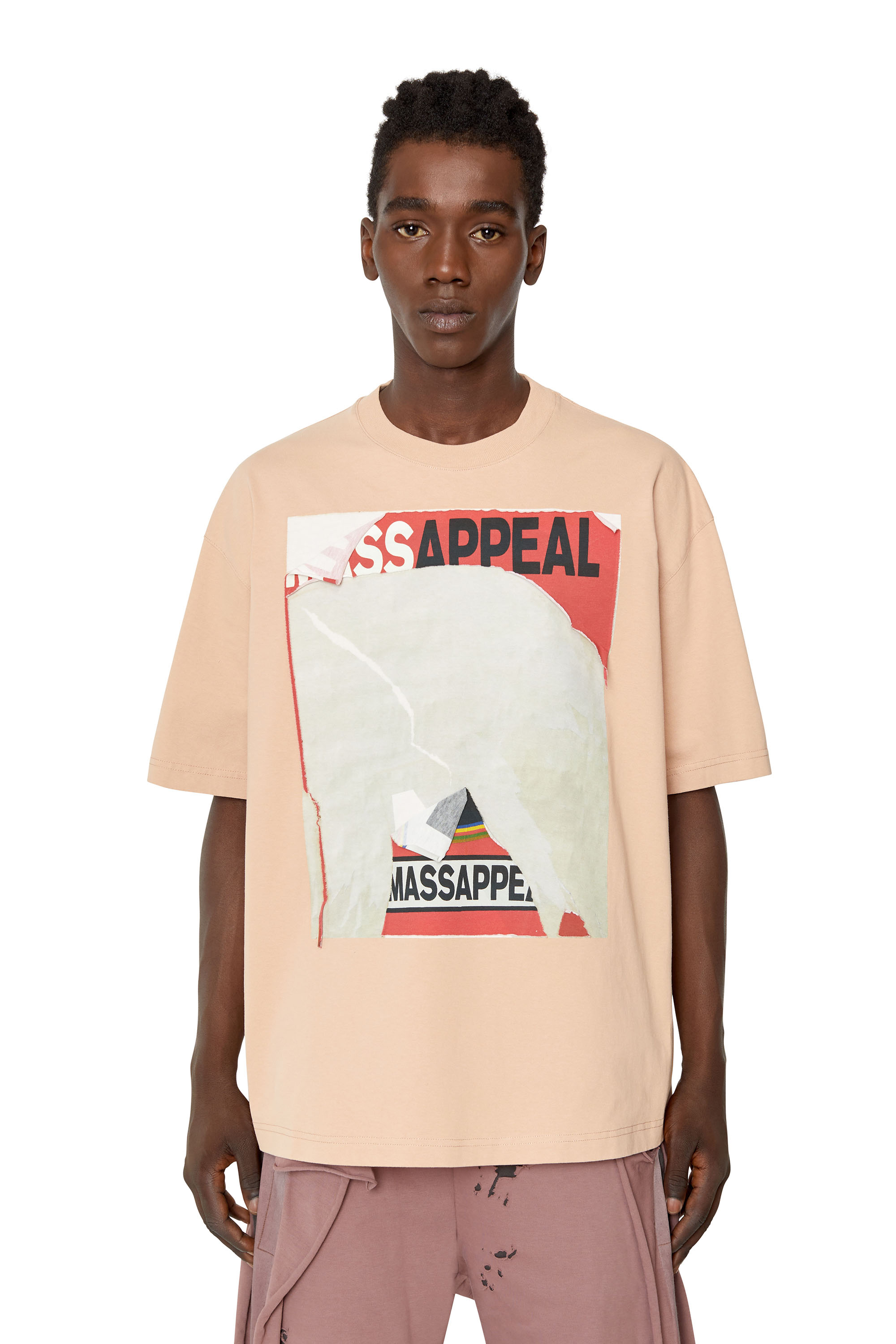 Diesel - T-shirt con applicazione con effetto peel-off - T-Shirts - Uomo - Rosa