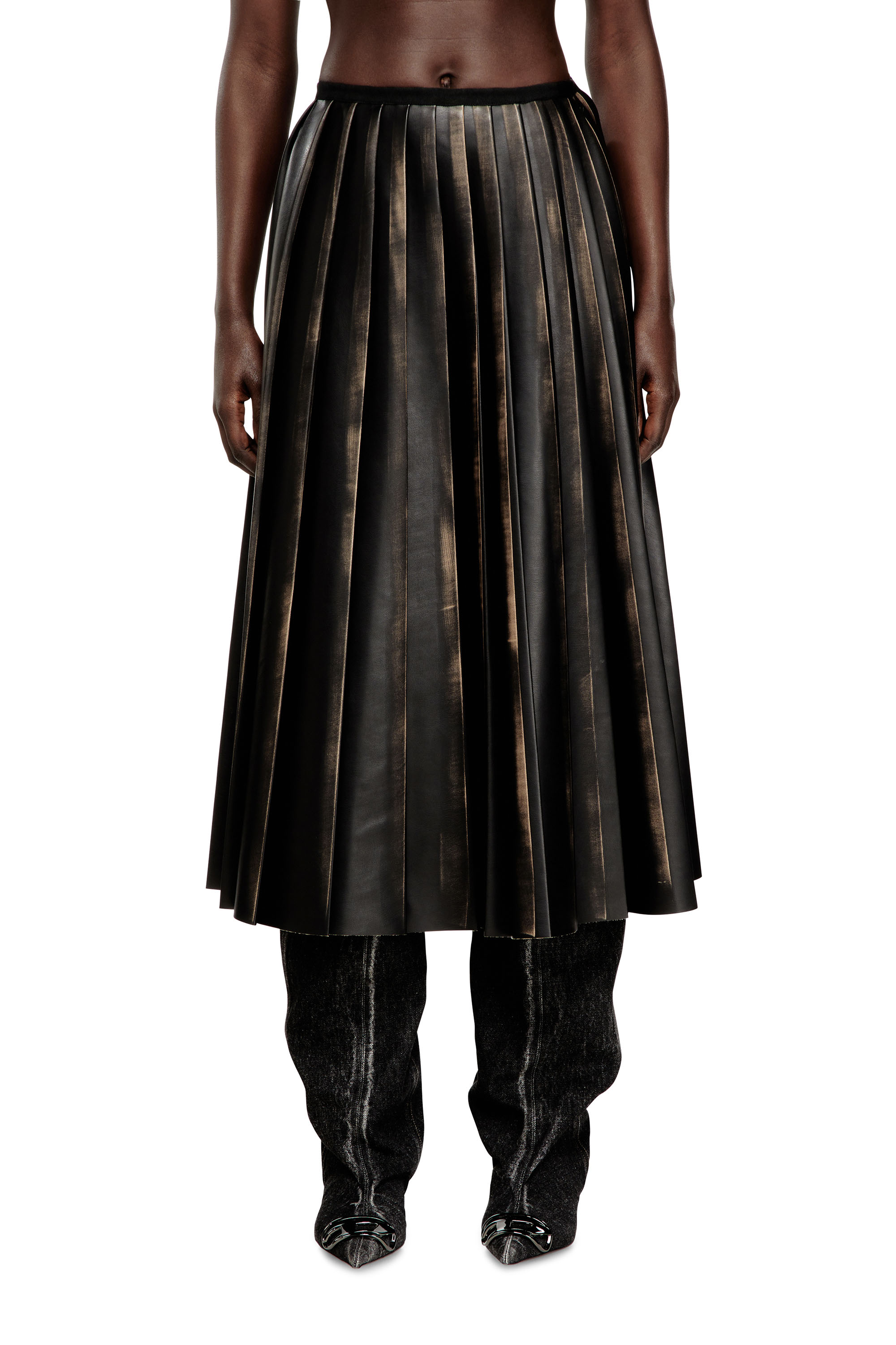 Diesel Mulher Multicolor - Distressed Pleated Midi Skirt - Skirts - Woman Tamanho 42