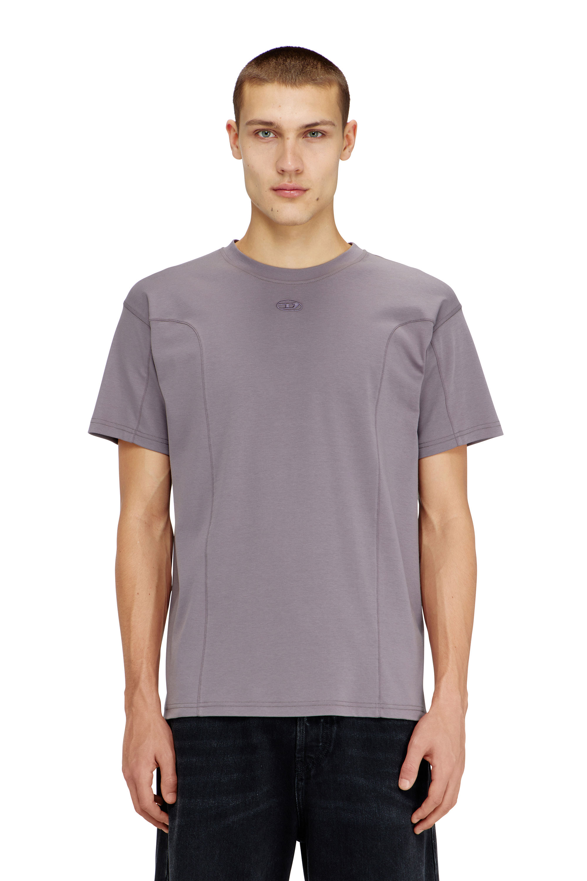Diesel - T-NORM-INT, Man's Short-sleeve T-shirt with panels in Grey - 1