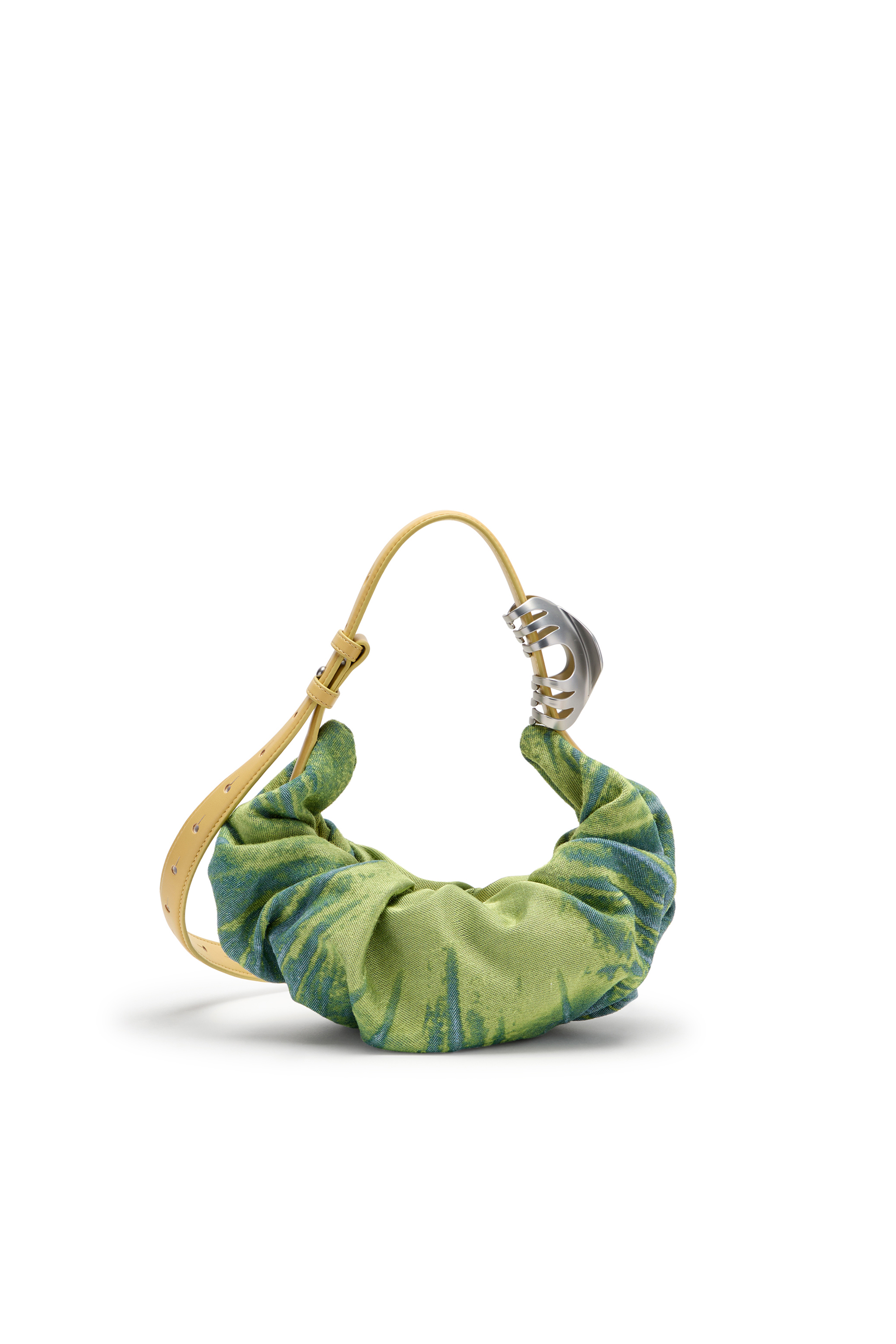 Diesel - GRAB-D HOBO S, Woman's Grab-D-Small scrunched hobo bag in satin denim in Green - 2