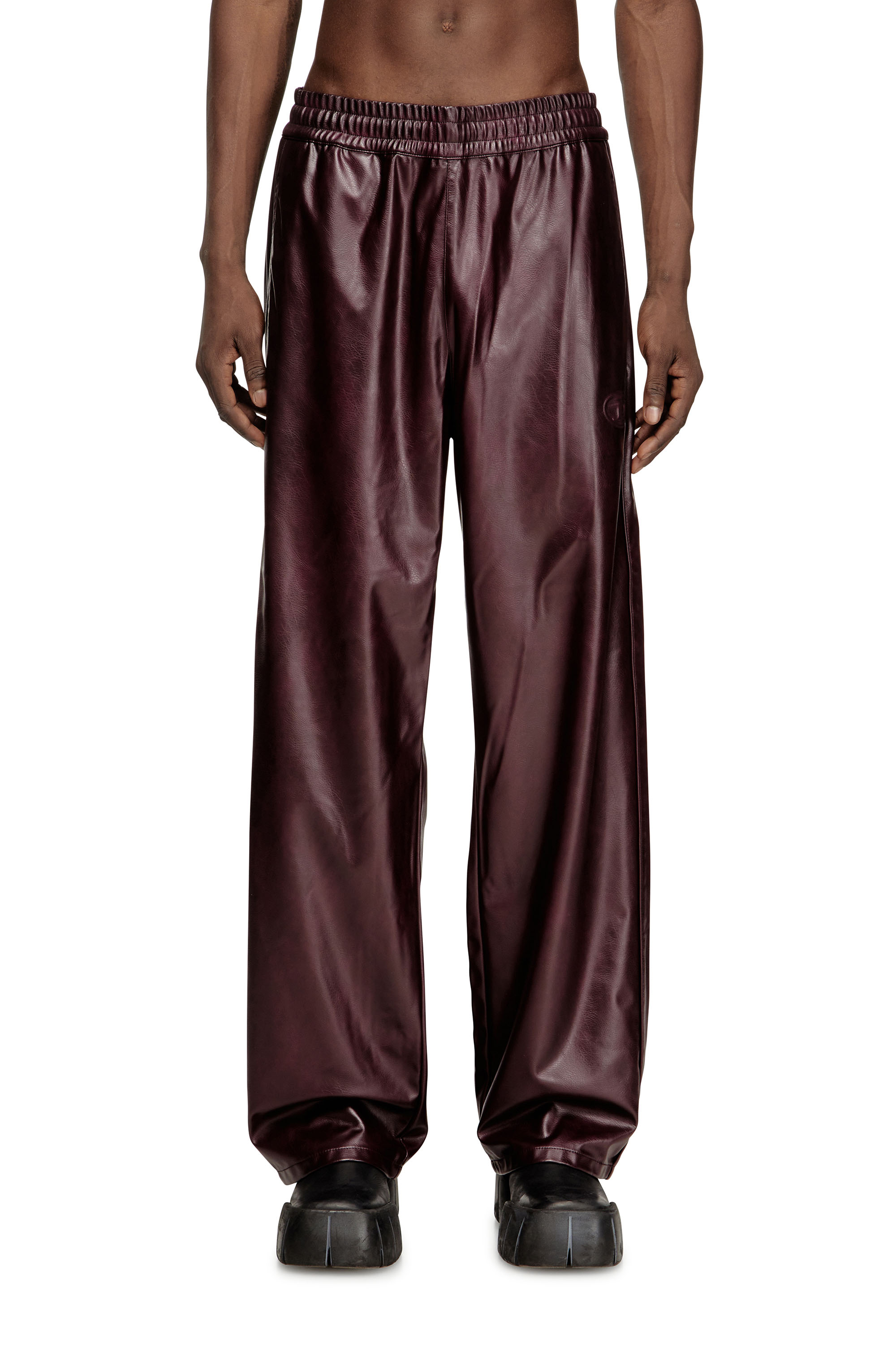 Diesel Men's Red - Pants With Logo In Burgundy - Pants - Man Extra Small