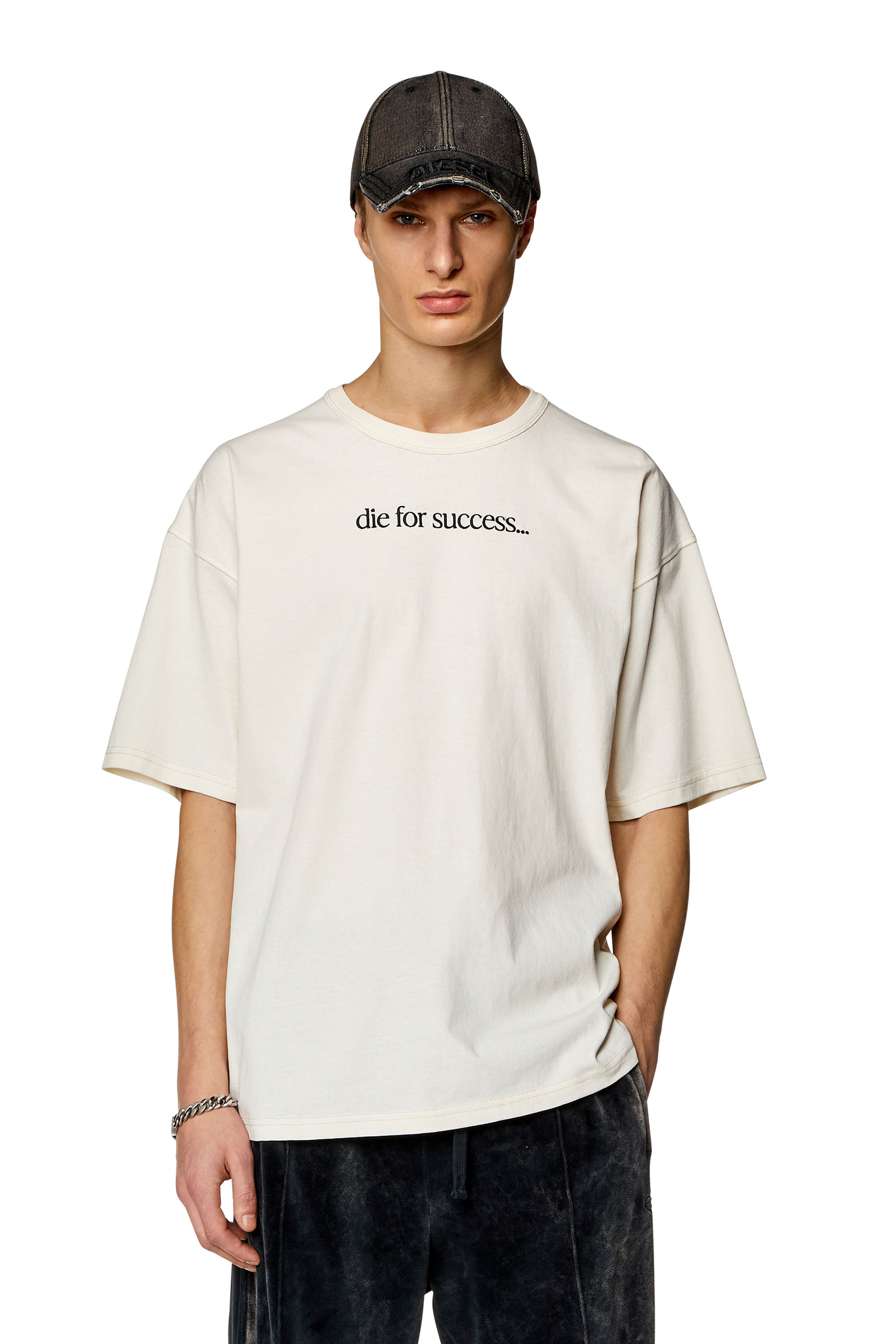 Diesel - T-shirt avec broderie Die For Success - T-Shirts - Homme - Blanc