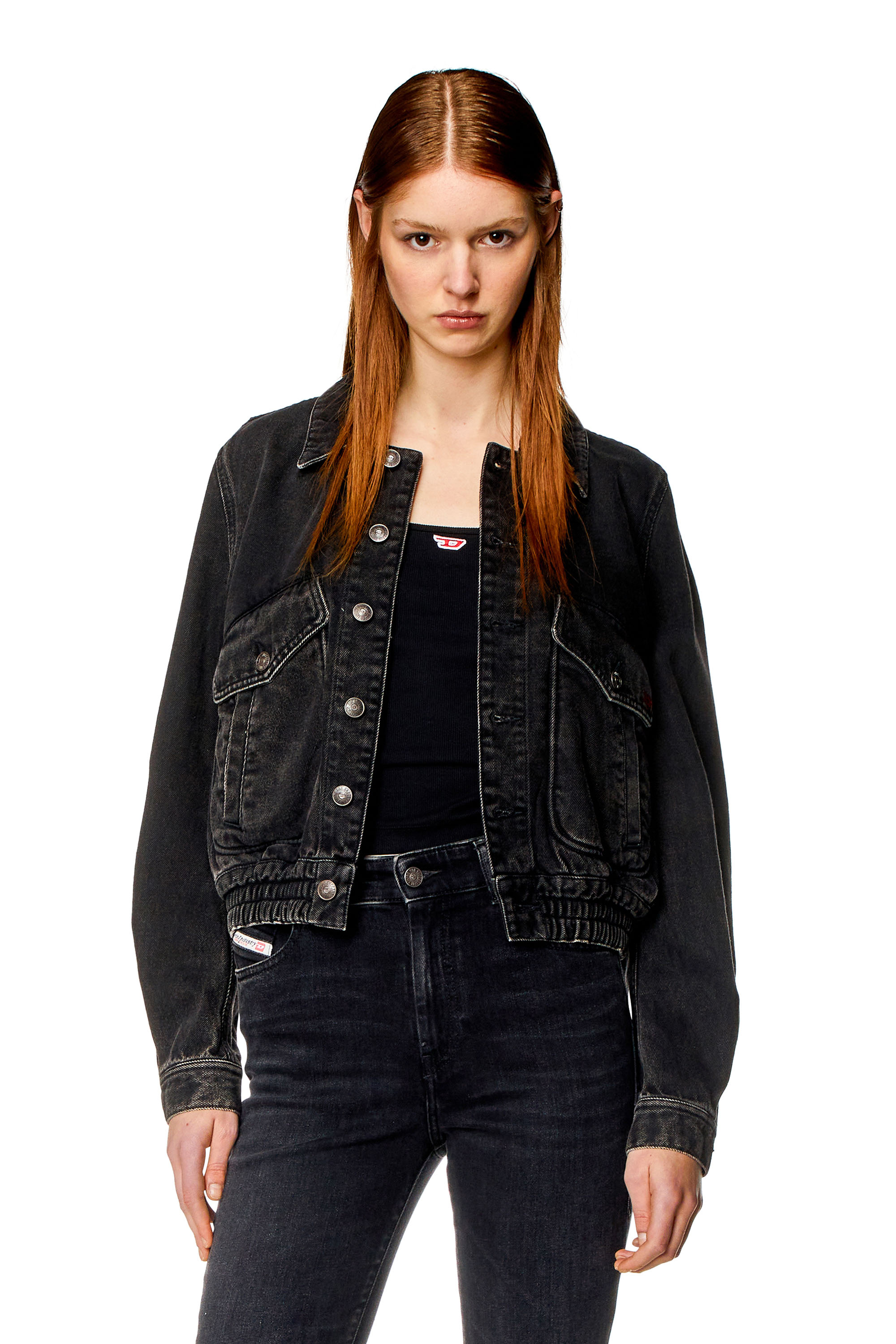 Diesel - Bomber jacket in denim - Denim Jackets - Woman - Black