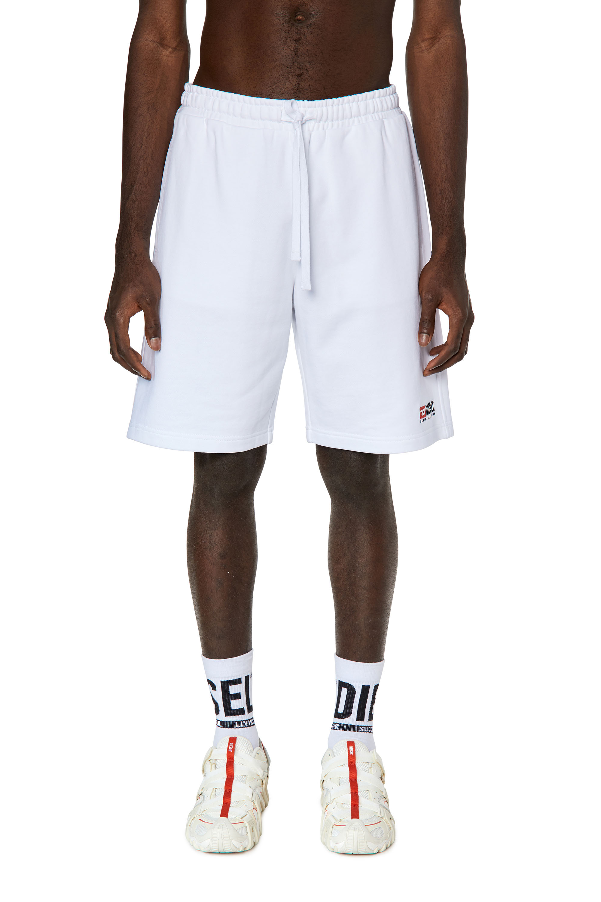 Diesel - Pantalones cortos deportivos con logotipo bordado - Shorts - Hombre - Blanco