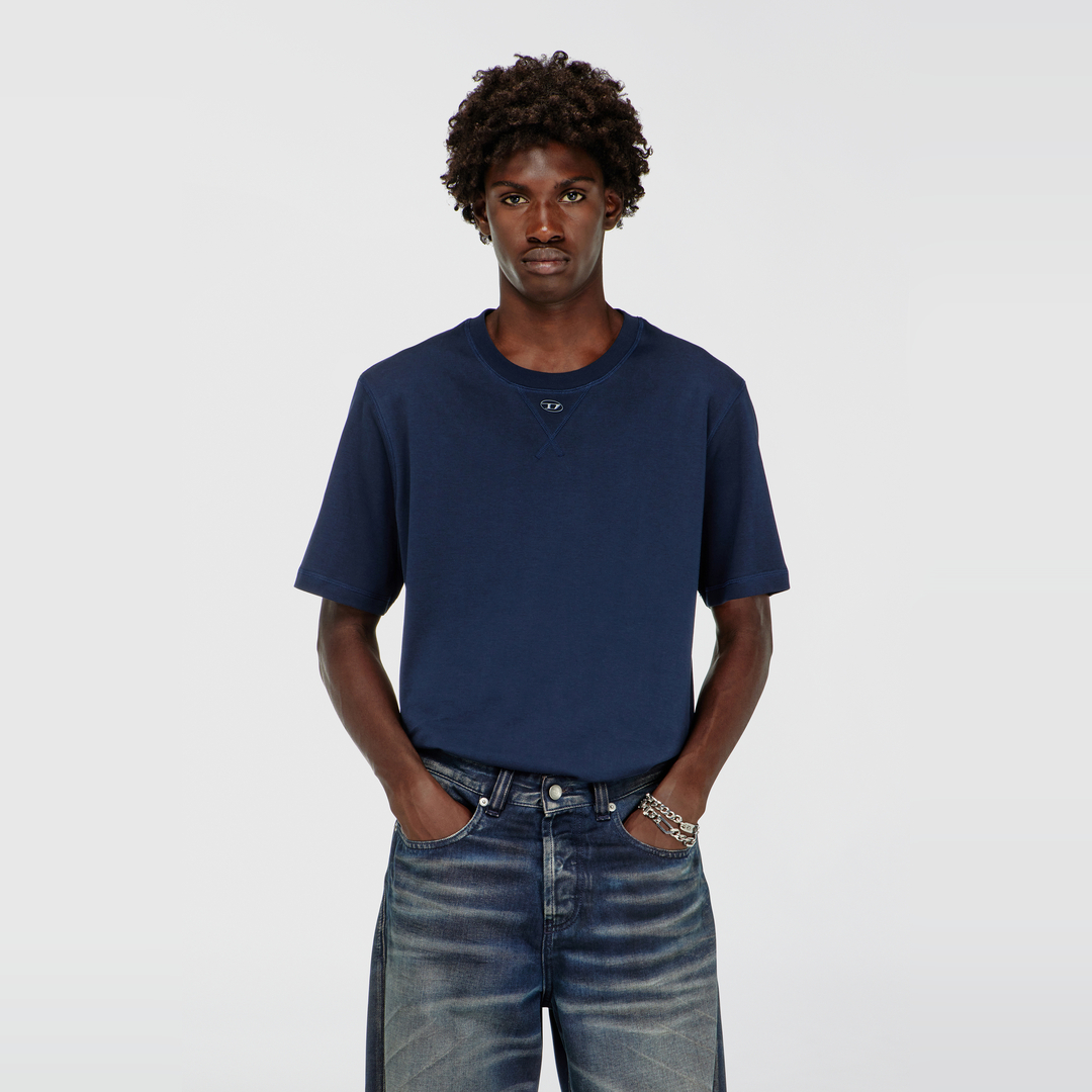 Diesel - T-shirt régulière avec col rond et Oval D - T-Shirts - Homme - Bleu
