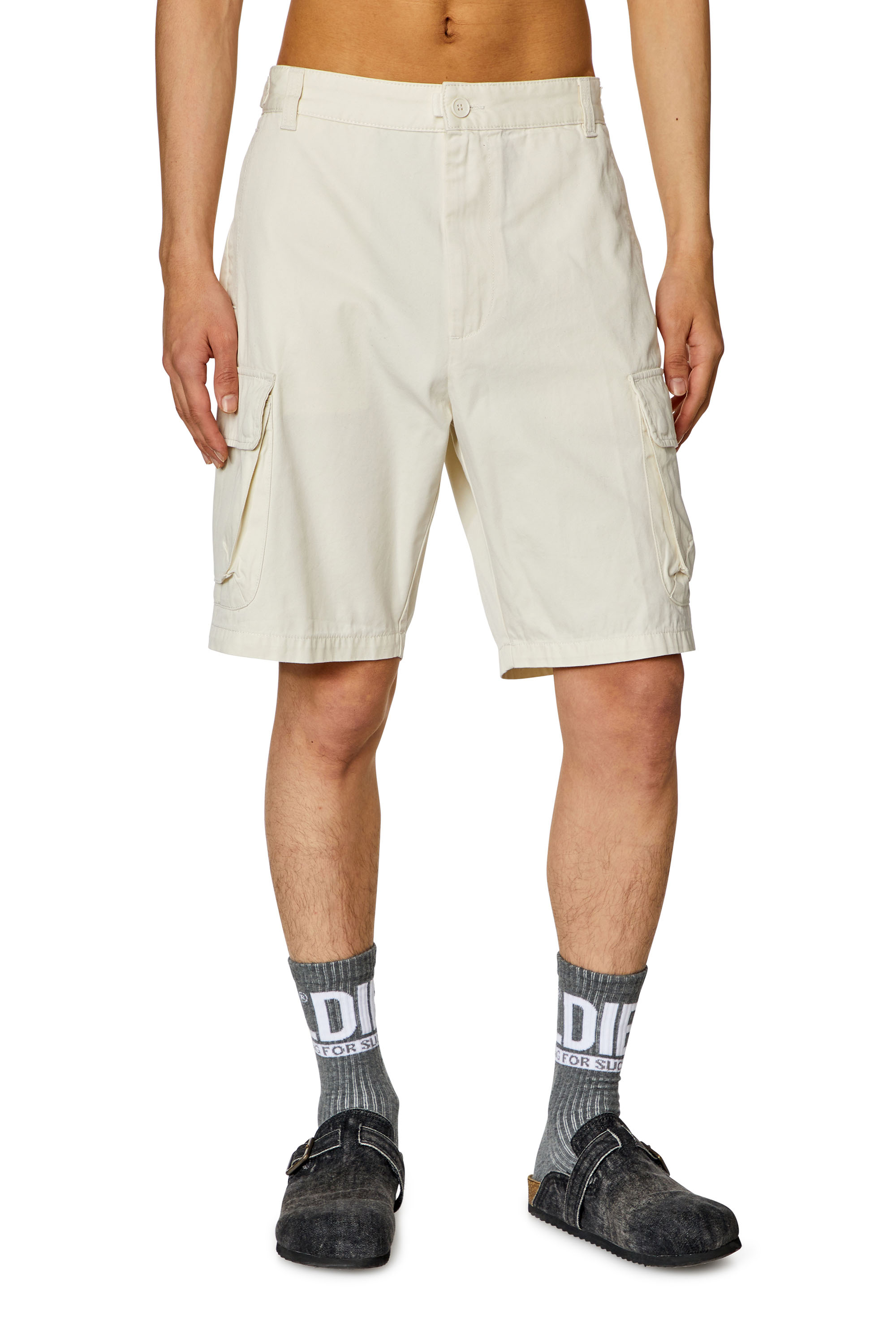 Diesel - Twill cargo shorts in organic cotton - Shorts - Man - White