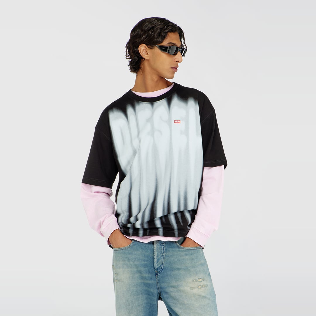 Diesel - Cotton T-shirt with bold logo print - T-Shirts - Man - Multicolor