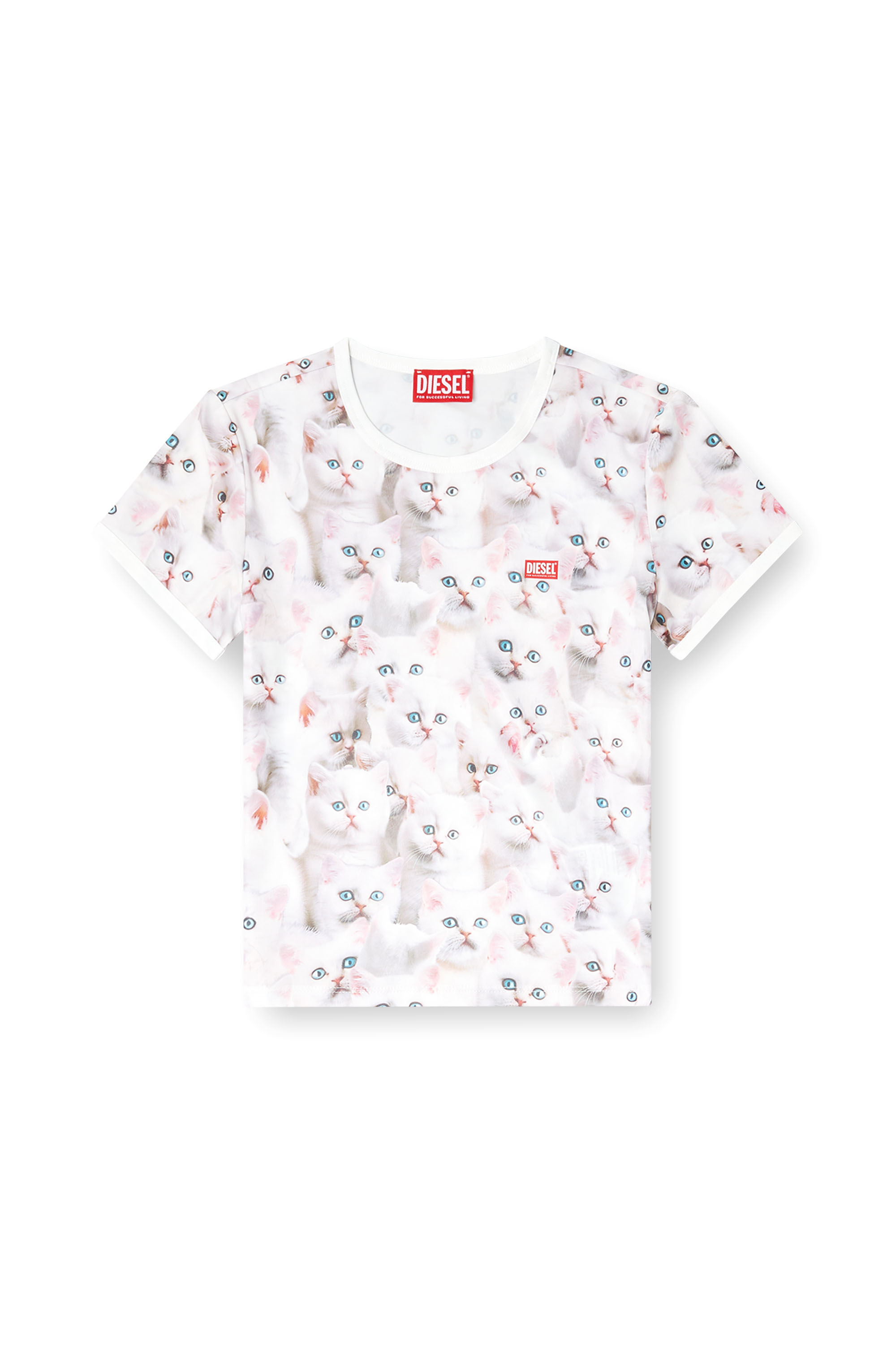 Diesel - T-UNCLAU, Woman's Jersey top with all-over print in White - 3