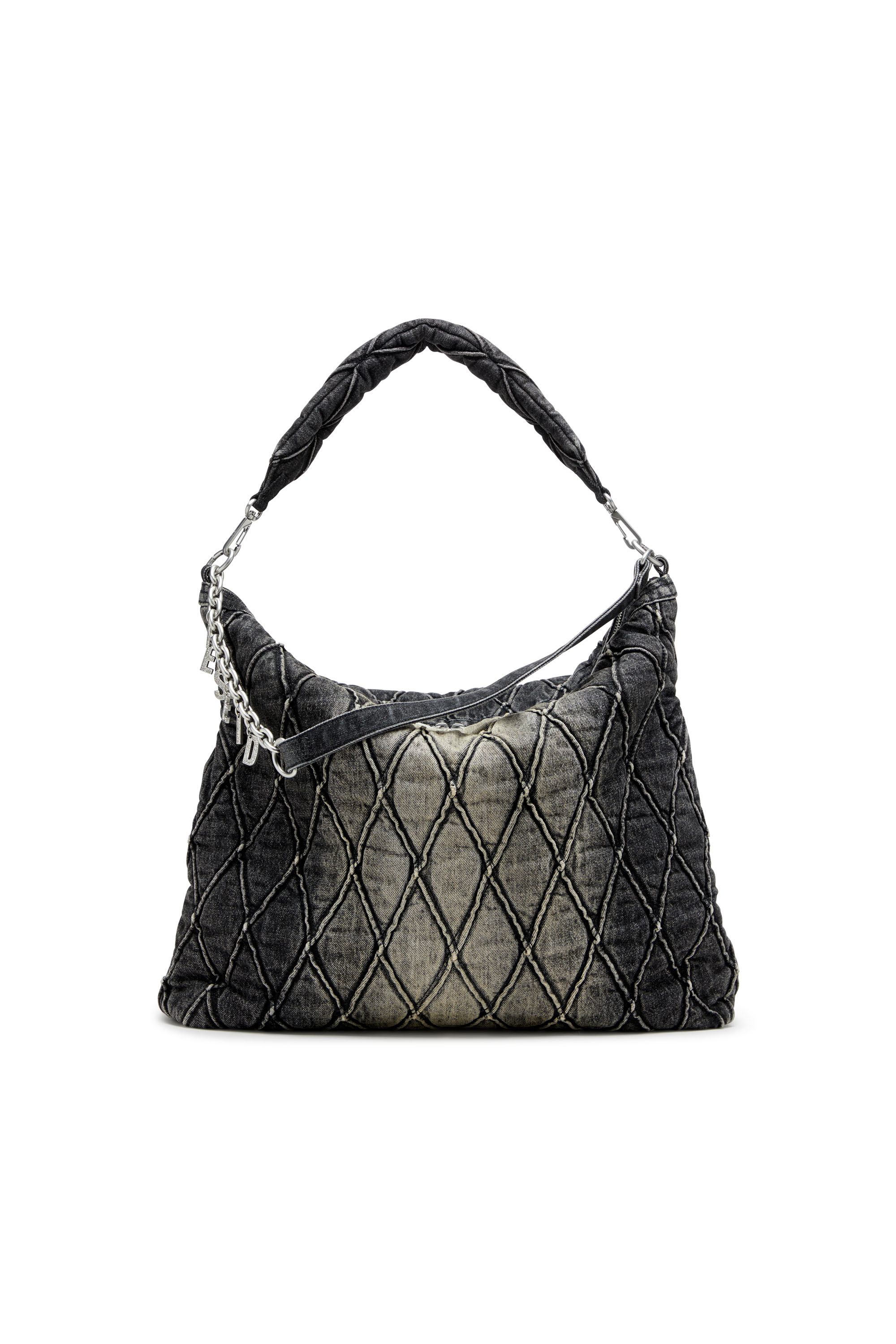 Diesel Women's Black - Charm-D Hobo In Treated Quilted Denim - Shoulder Bags - Woman Uni