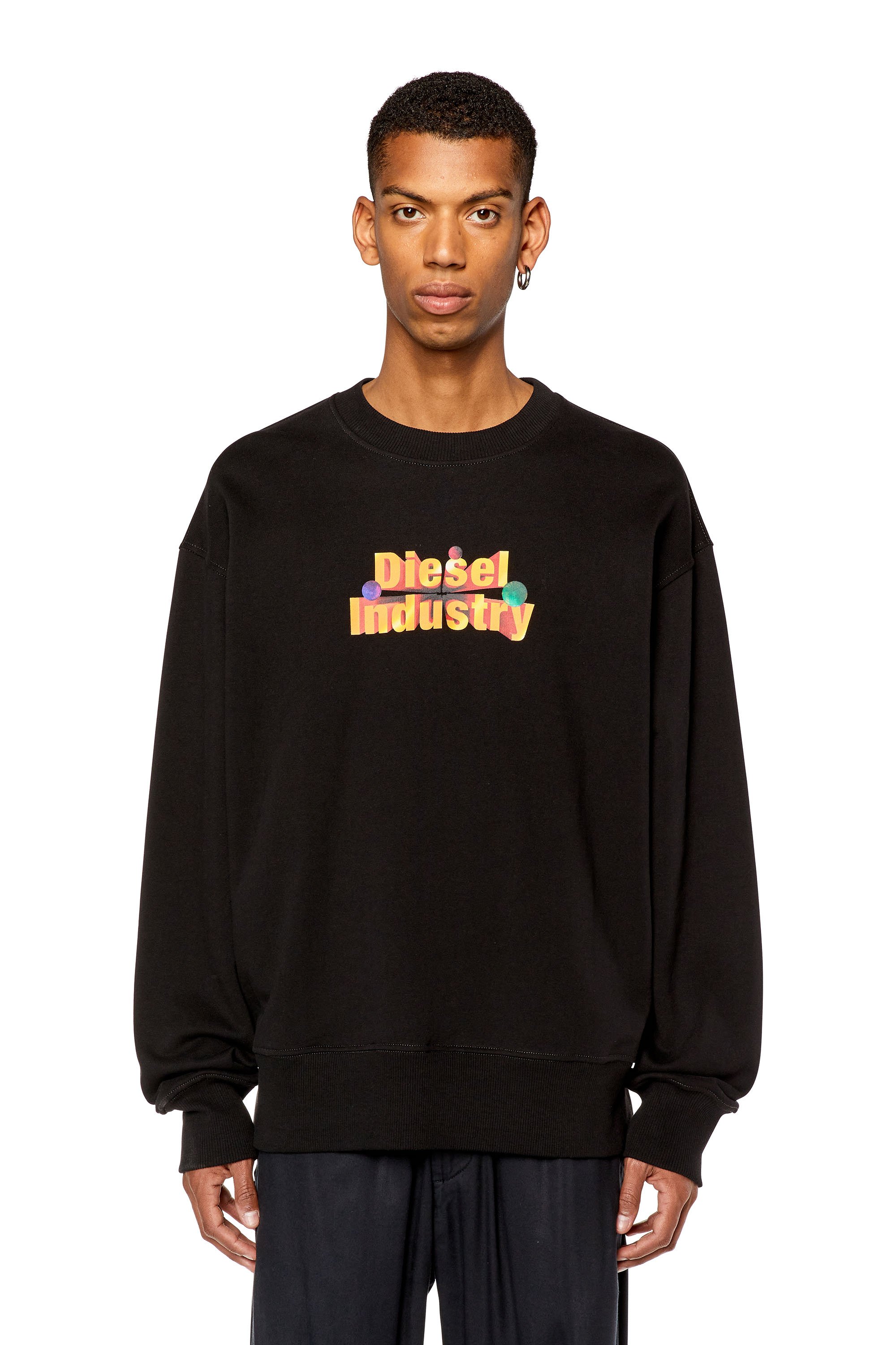 Diesel - Oversized sweatshirt with slogan print - Sweaters - Man - Black