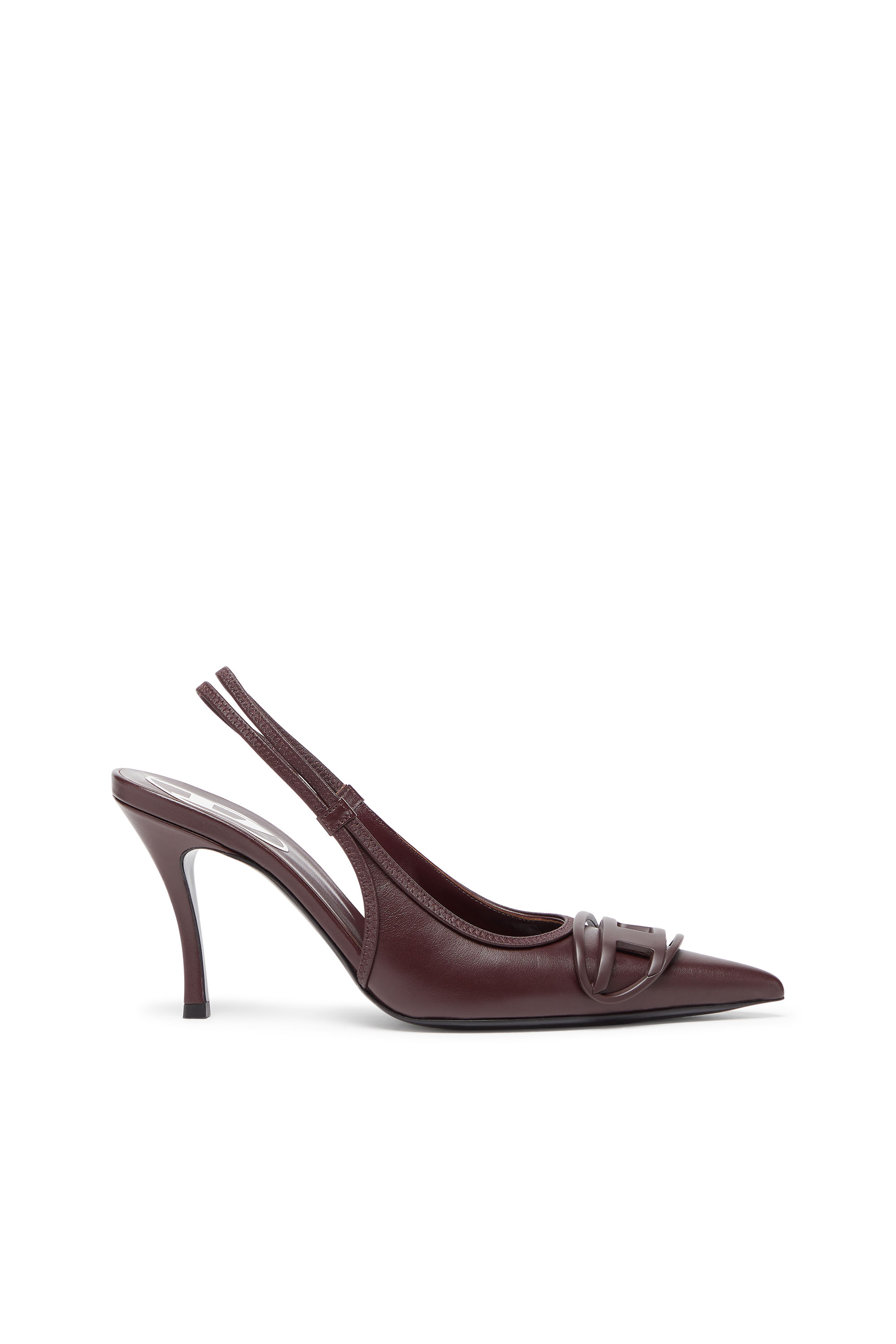 Diesel D-venus-burgundy Slingback Pumps In Nappa Leather In Black