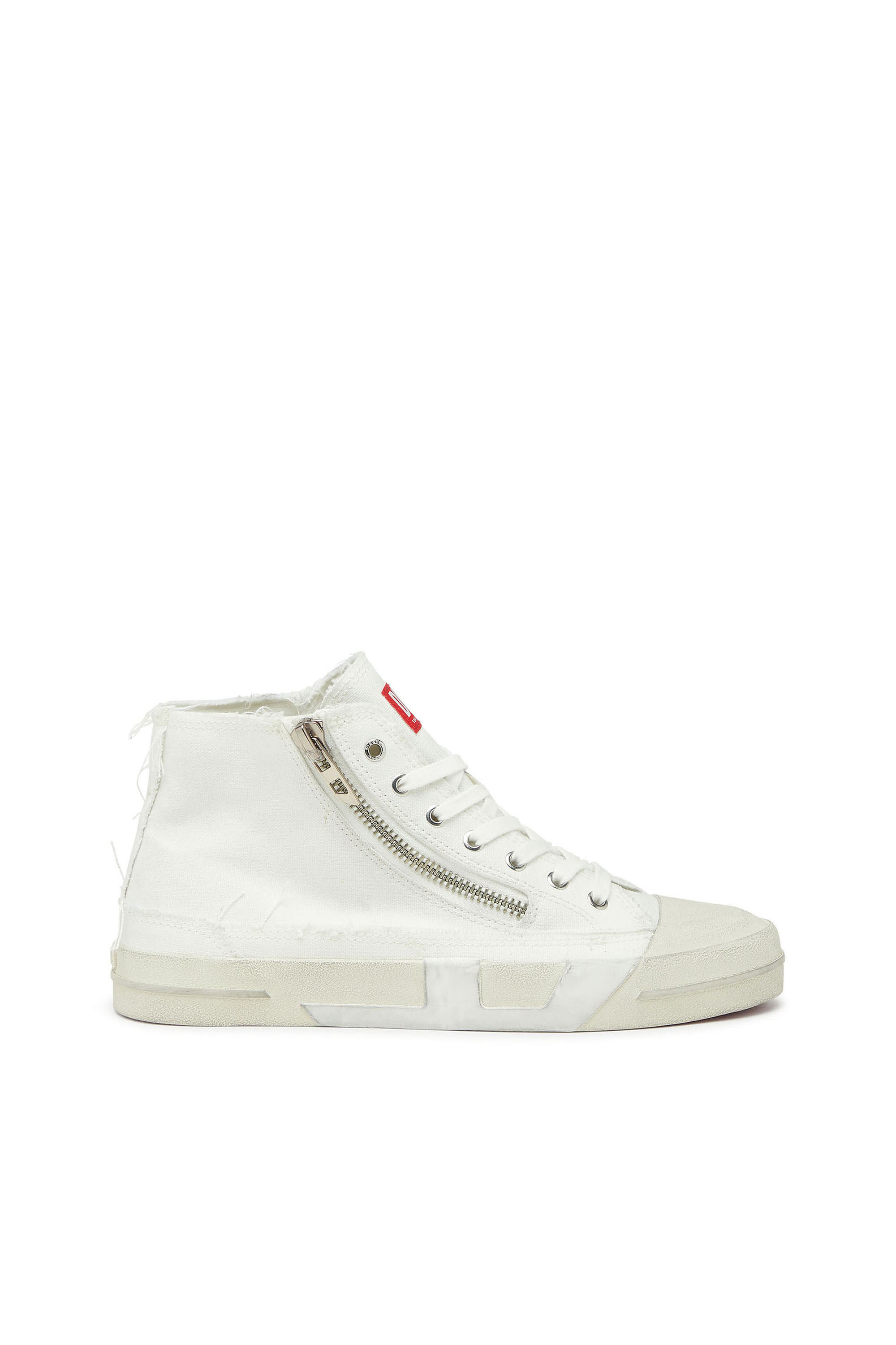 Diesel Men's White - S-D-Verse - Sneakers In Frayed Canvas With D Logo - Sneakers - Man Size 42
