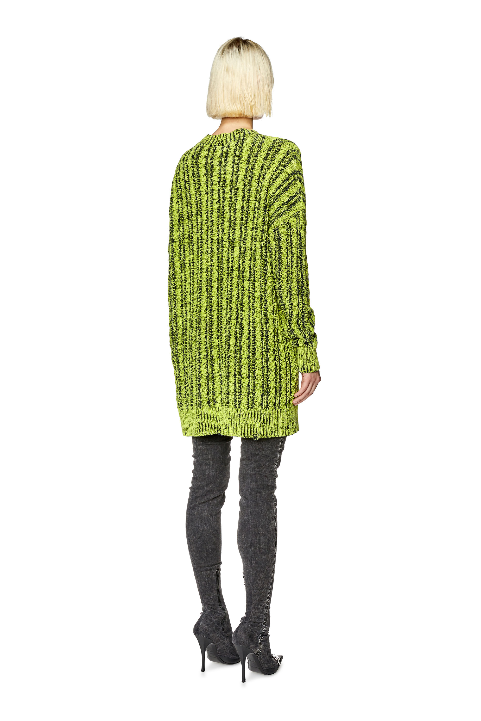 Diesel - Long jumper in two-tone cotton - Knitwear - Woman - Green