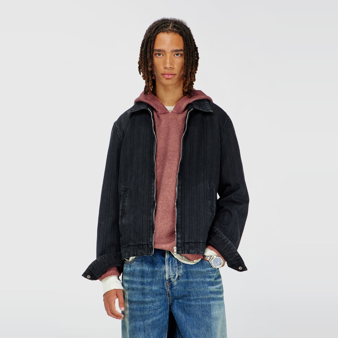 Diesel - Jacket in pinstripe denim - Denim Jackets - Man - Black