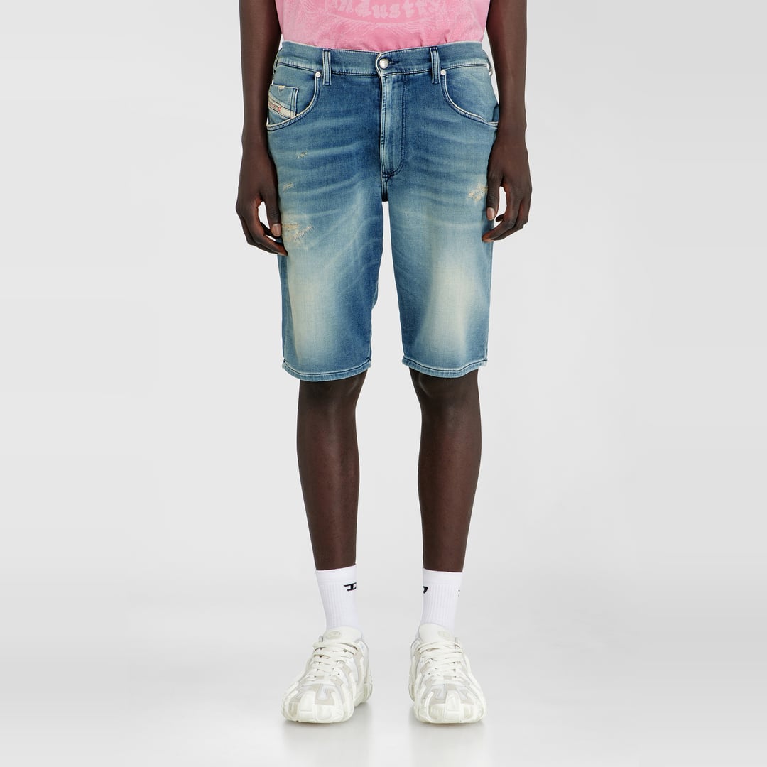 Diesel - Chino shorts in JoggJeans with worn finish - Denim short pants - Man - Blue