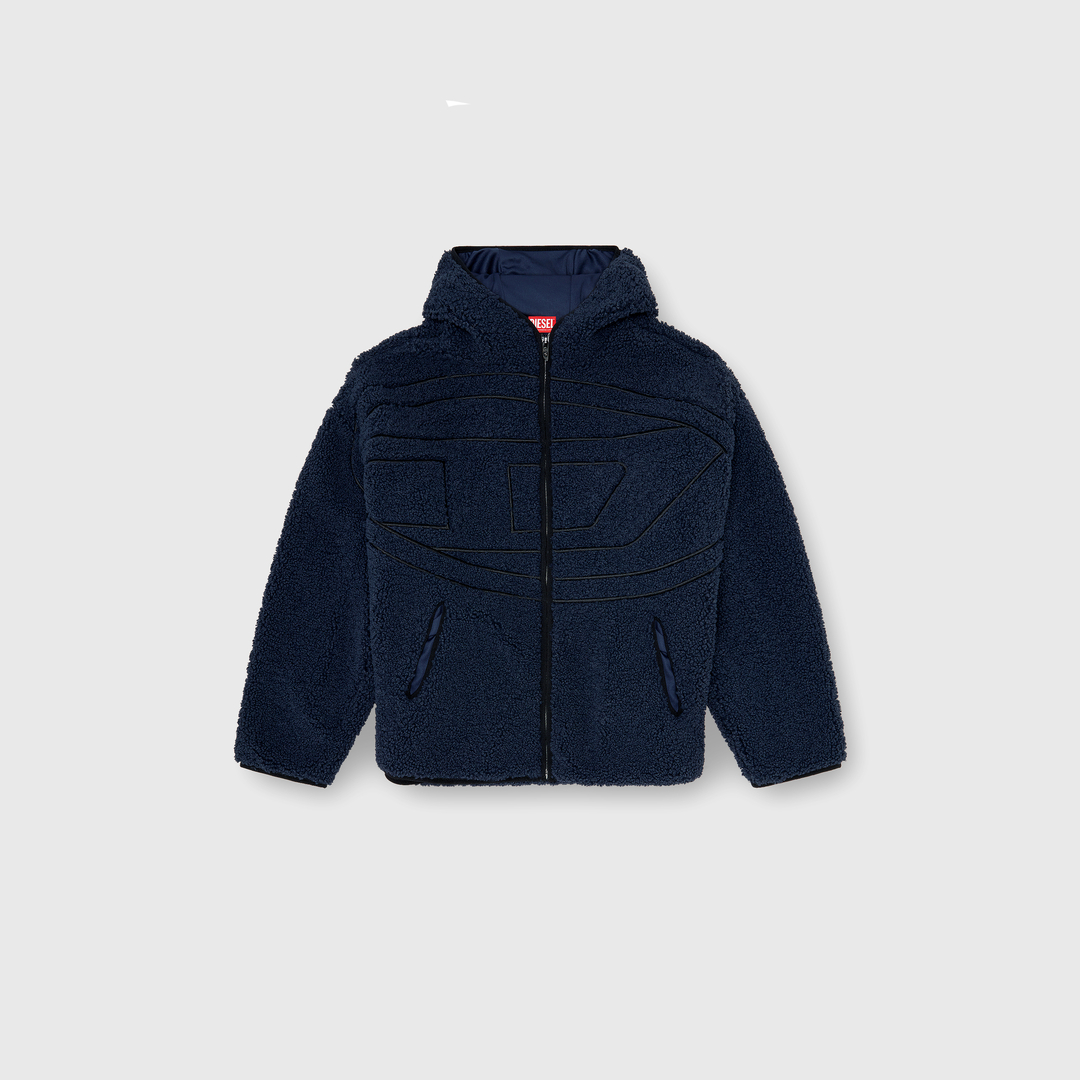 Diesel - Veste à capuche en peluche - Vestes - Homme - Bleu