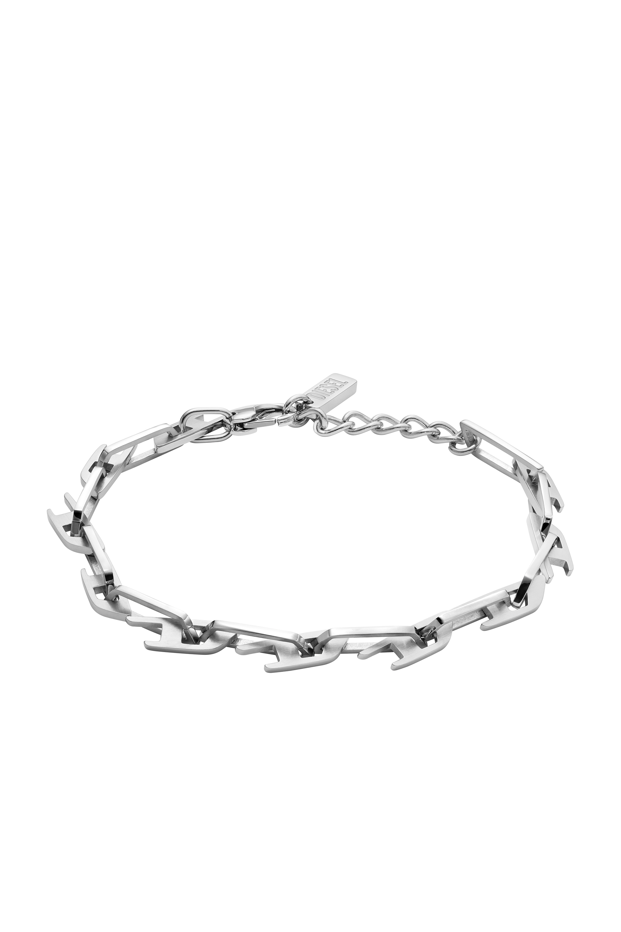 Shop Diesel Bracciale A Catena In Acciaio Inossidabile Con Loghi D Intrecciati In Silver