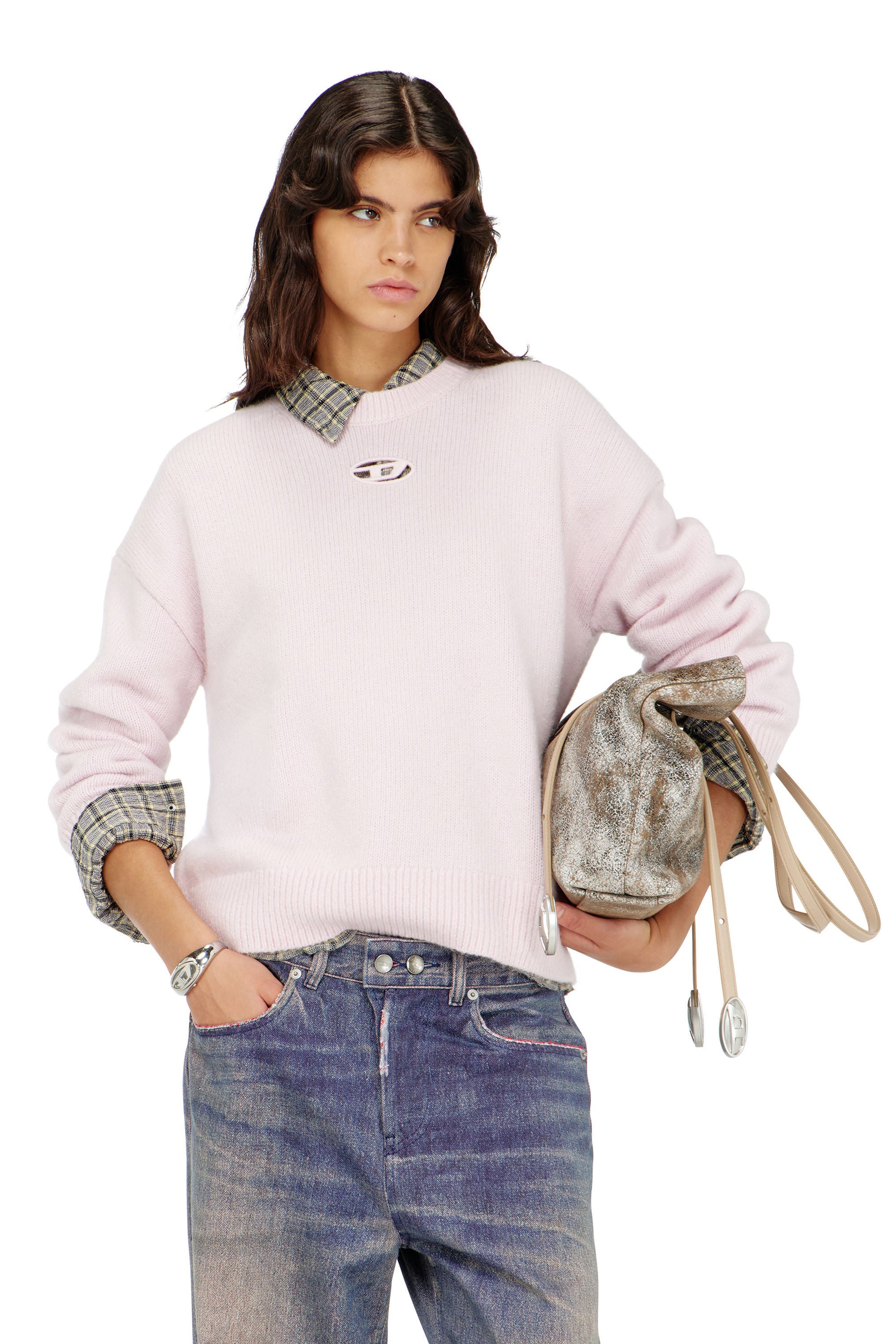 Diesel Mulher Rosa - Jumper In Wool And Alpaca Blend - Knitwear - Woman Grande