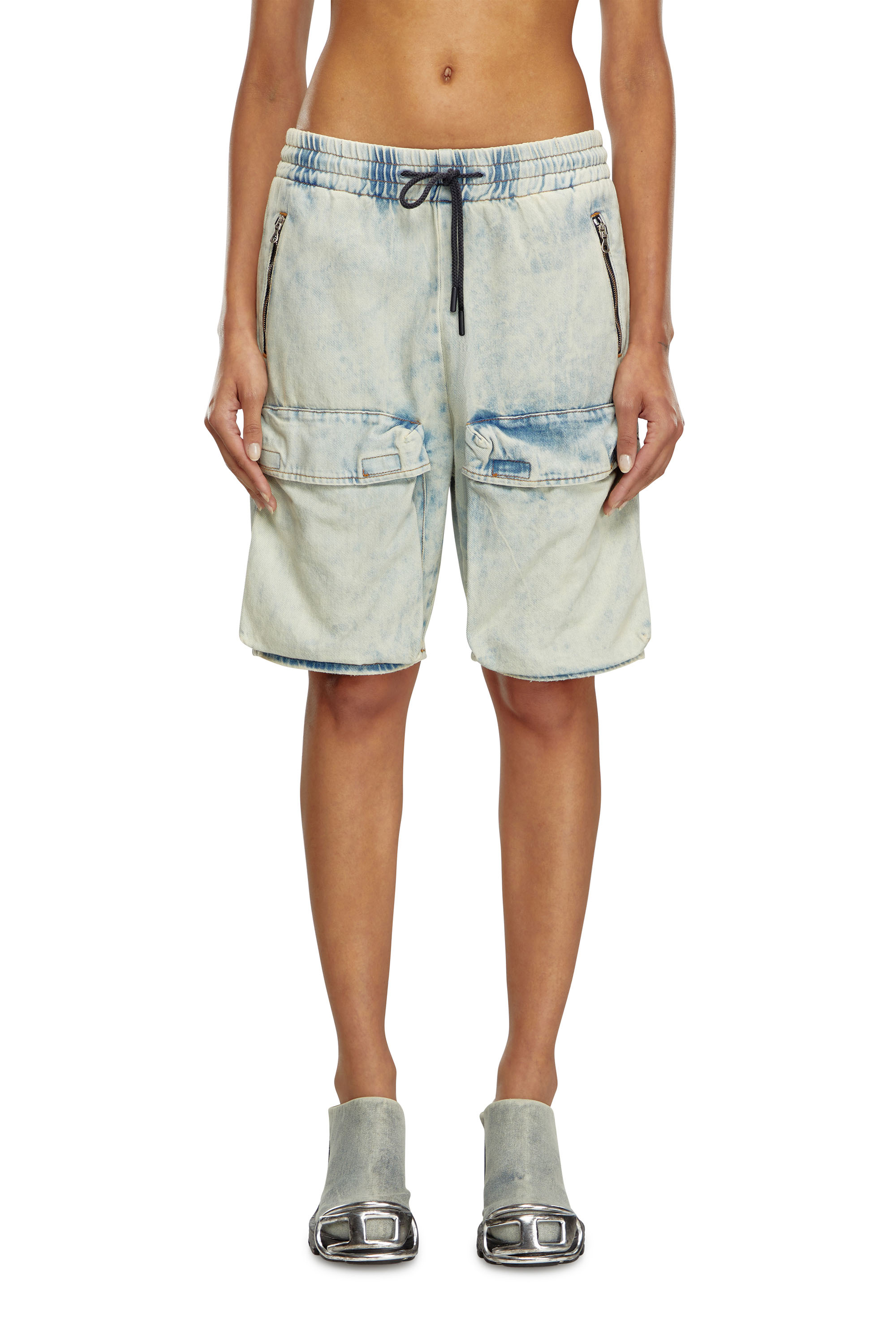 Shop Diesel Denim Cargo Shorts In Blue