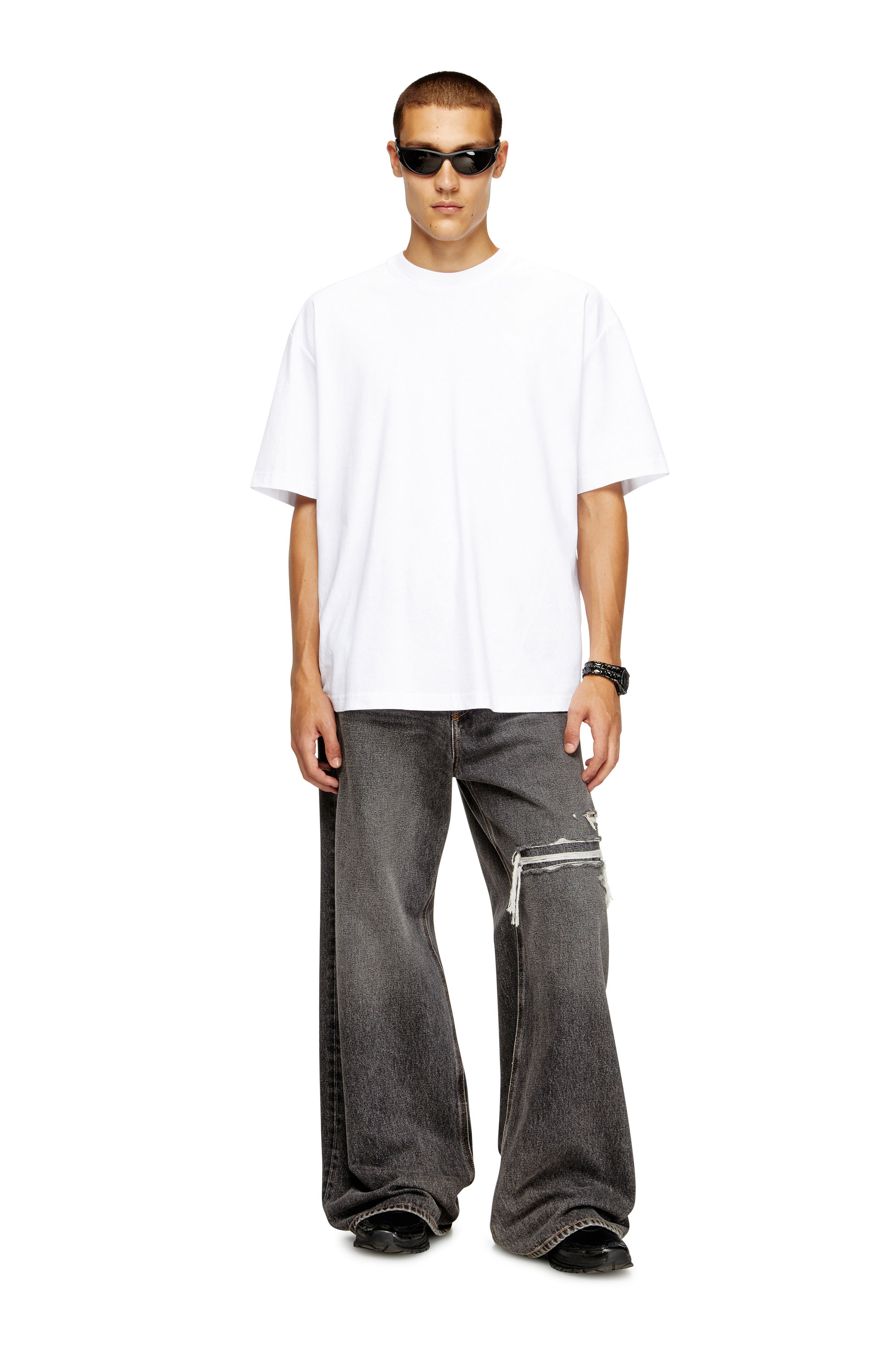 Diesel - T-BOGGY-MEGOVAL-D, Man's T-shirt with maxi oval D embroidery in White - 2