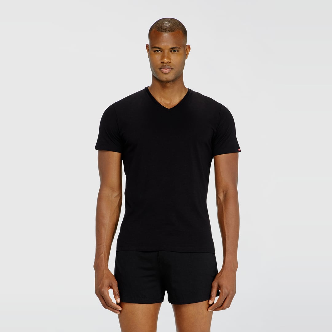 Diesel - Three-pack V-neck T-shirts in cotton - Tops - Man - Black