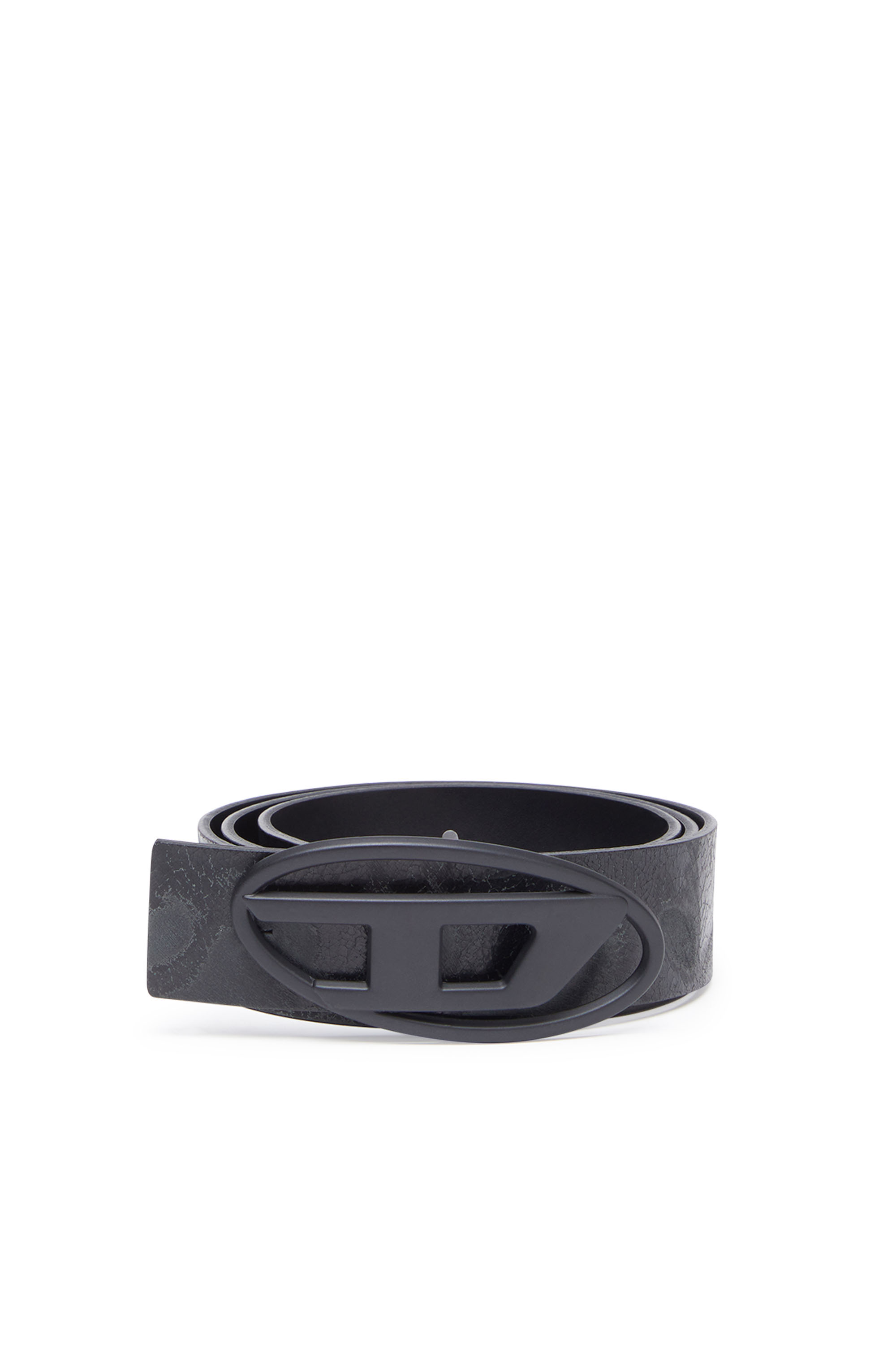 Diesel - Reversible leather belt with D buckle - Belts - Man - Black