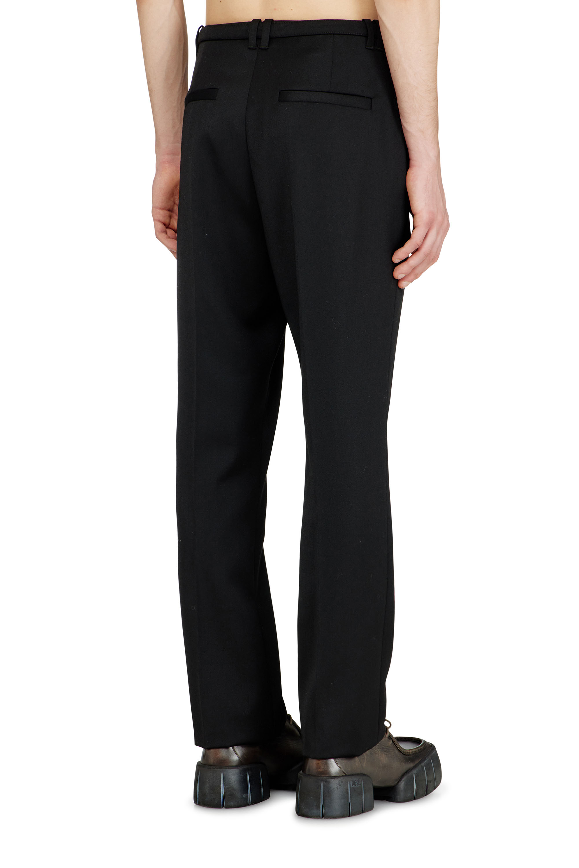 Diesel - P-NEDAR-A, Man's Tailored pants with biker belt strap in Black - 3