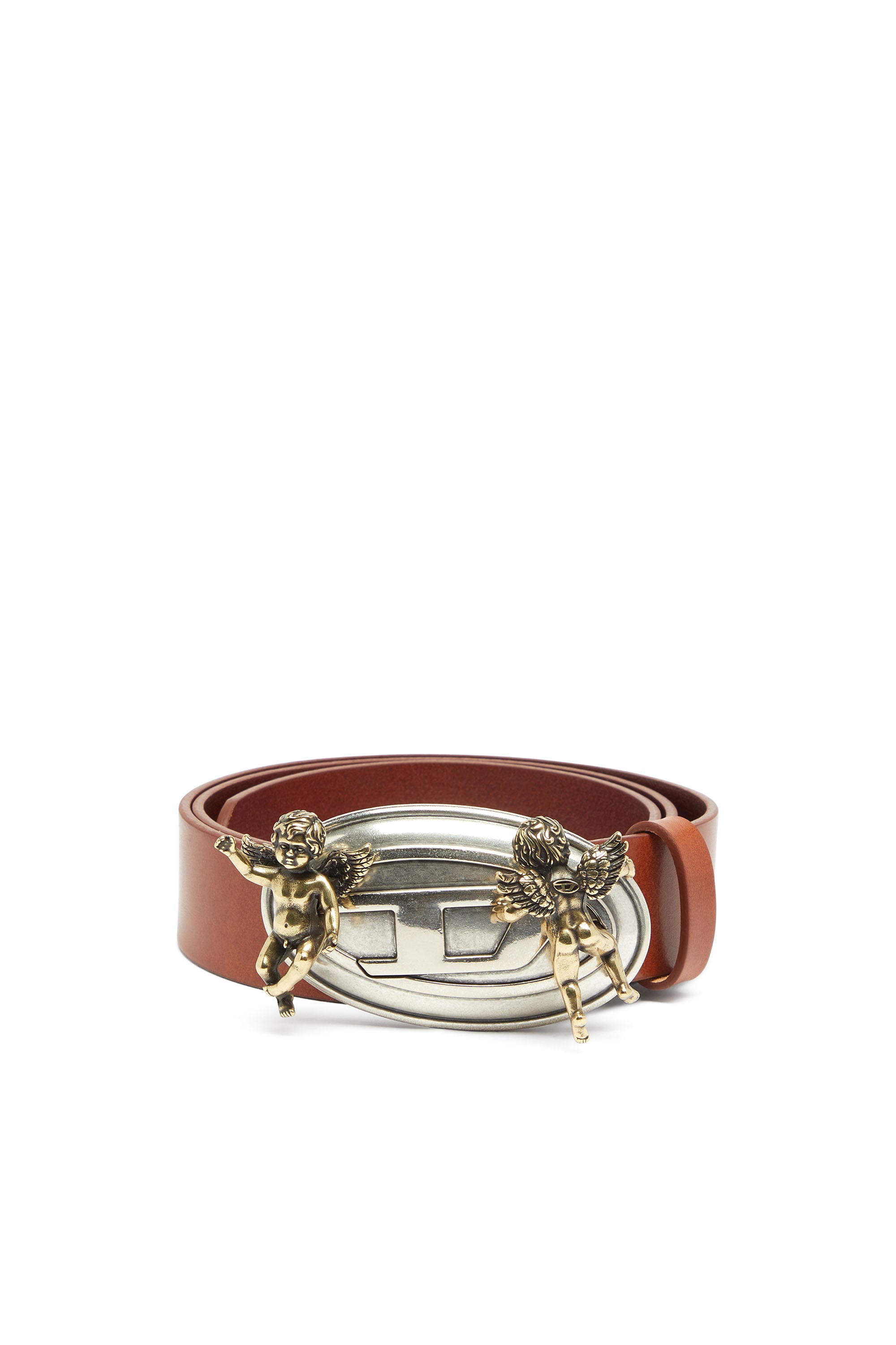 Diesel - 3.5cm leather belt with cherub Oval D buckle - Belts - Woman - Brown