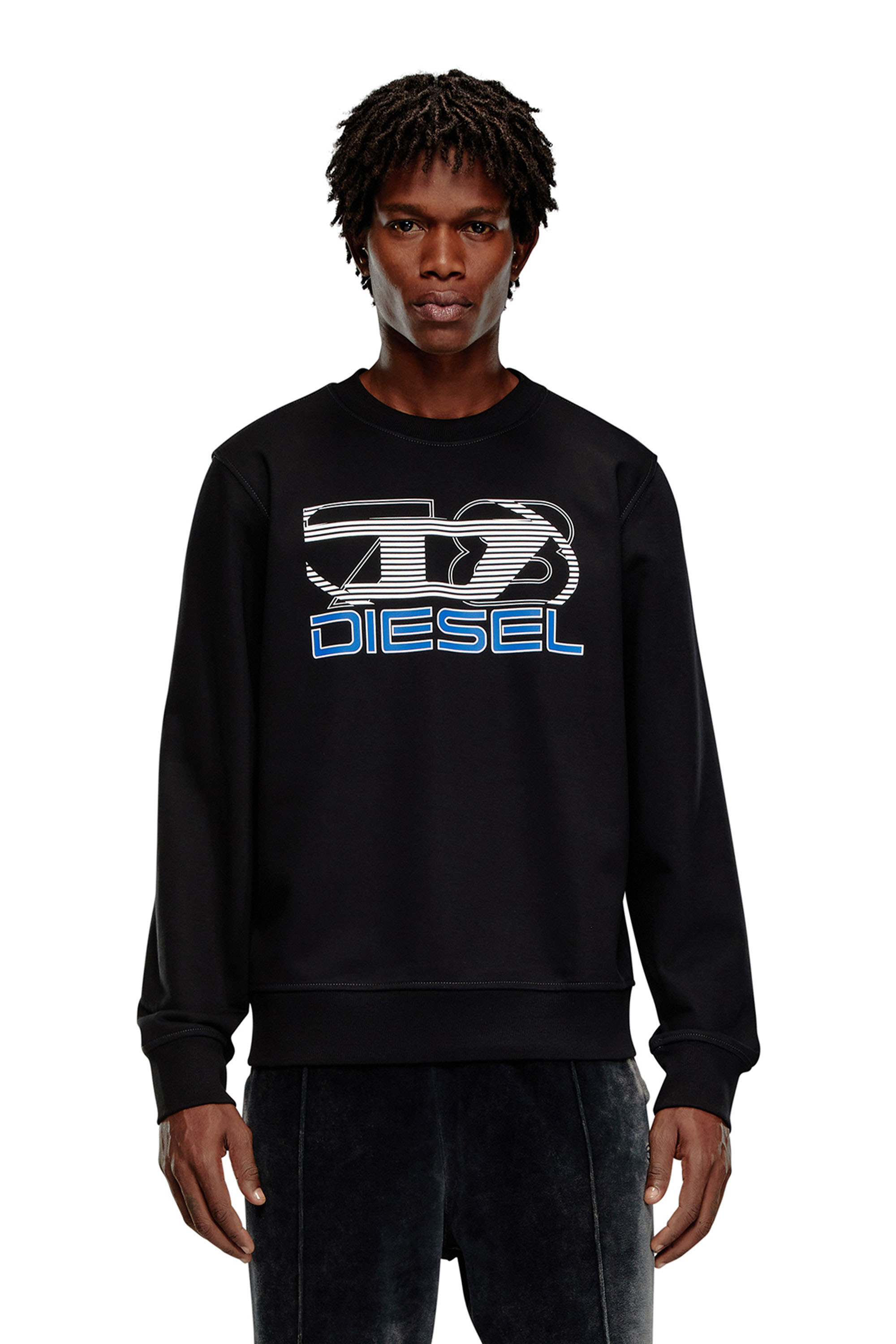 Diesel - Felpa con stampa logo - Felpe - Uomo - Nero