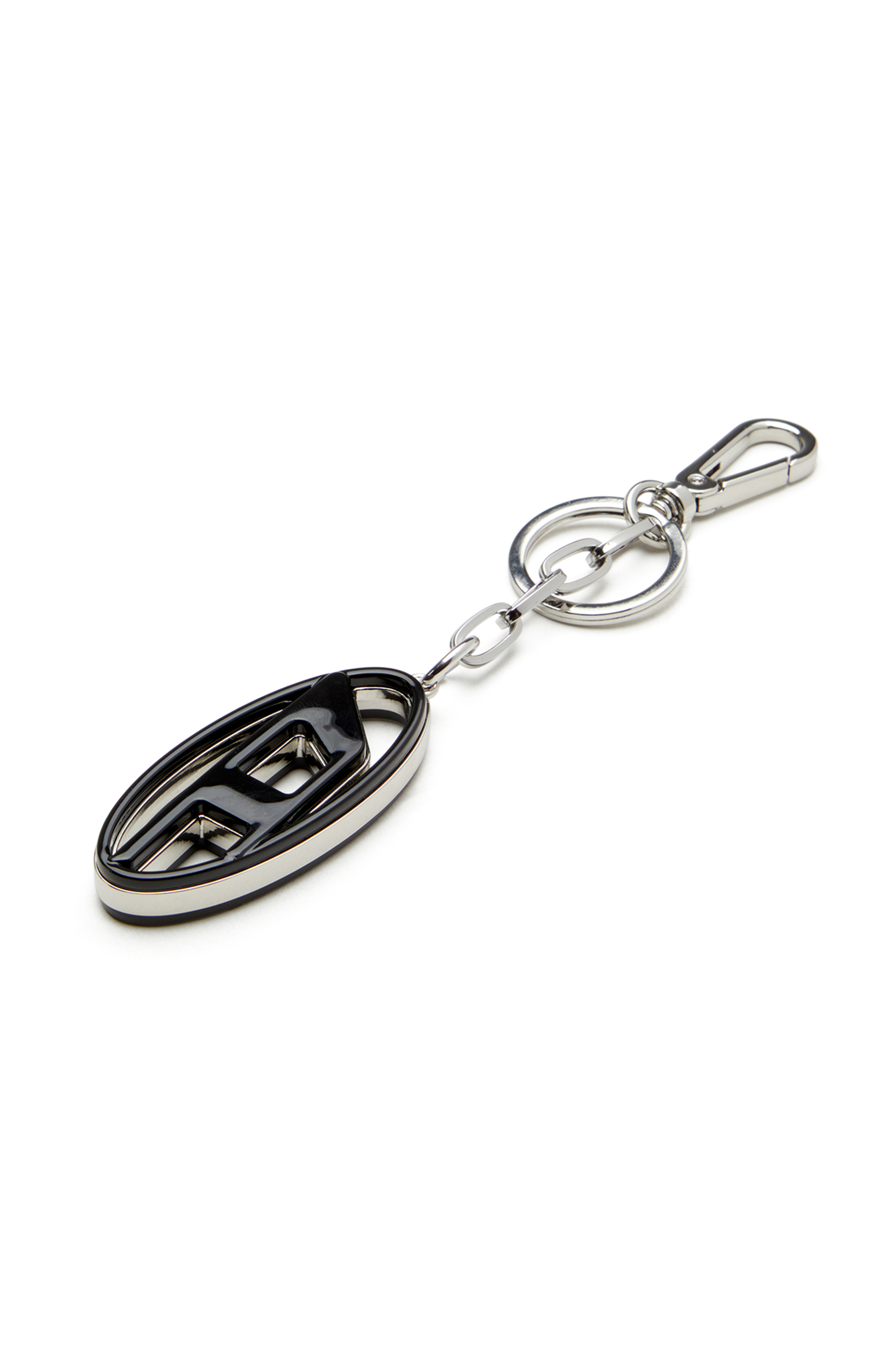 Diesel - CAGE-D LAYER, Man's Metal and resin Oval D keyring in Black/Silver - 4