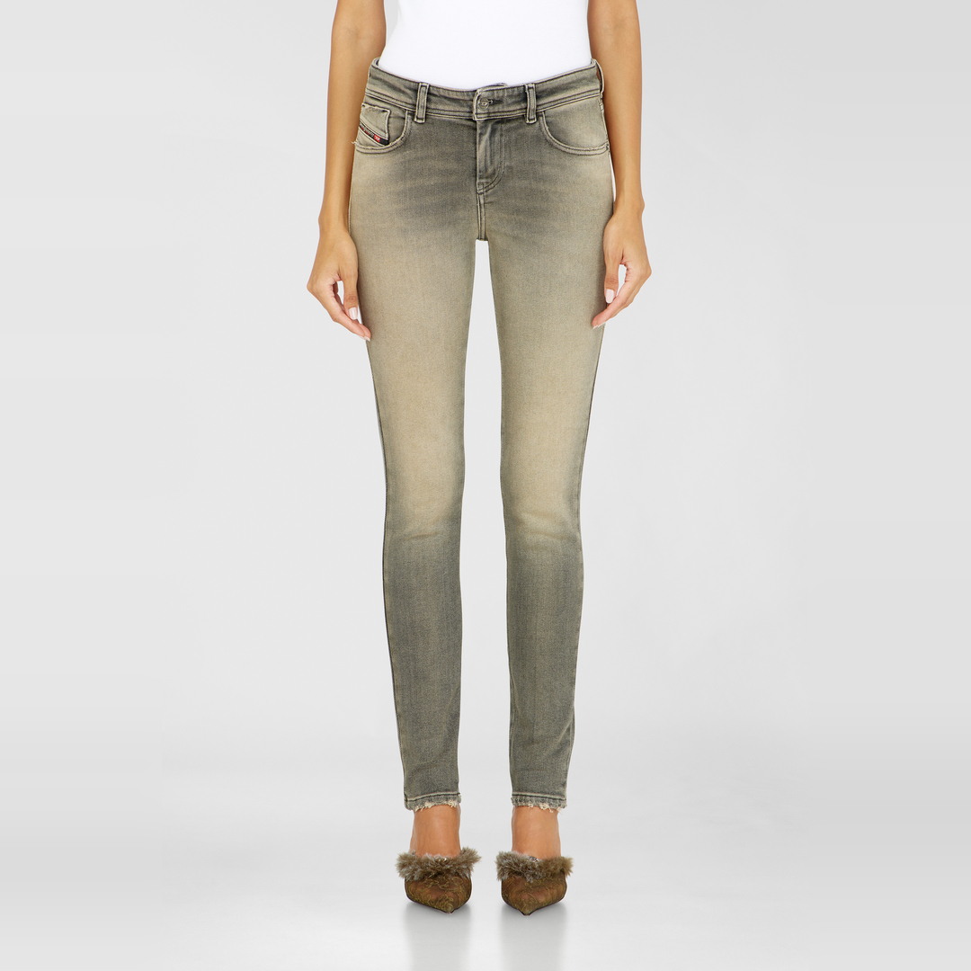 Diesel Jeans Skinny Taille Moyenne 2017 Slandy, Gris, Fermeture zippée