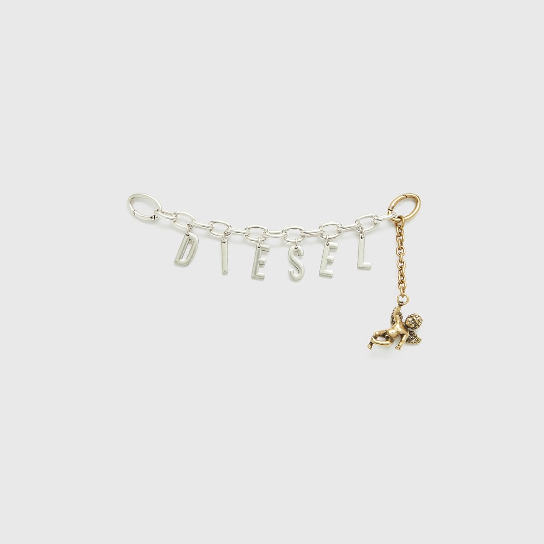 Diesel - Metal letter charm with cherub - Charms and Keyrings - Woman - Silver