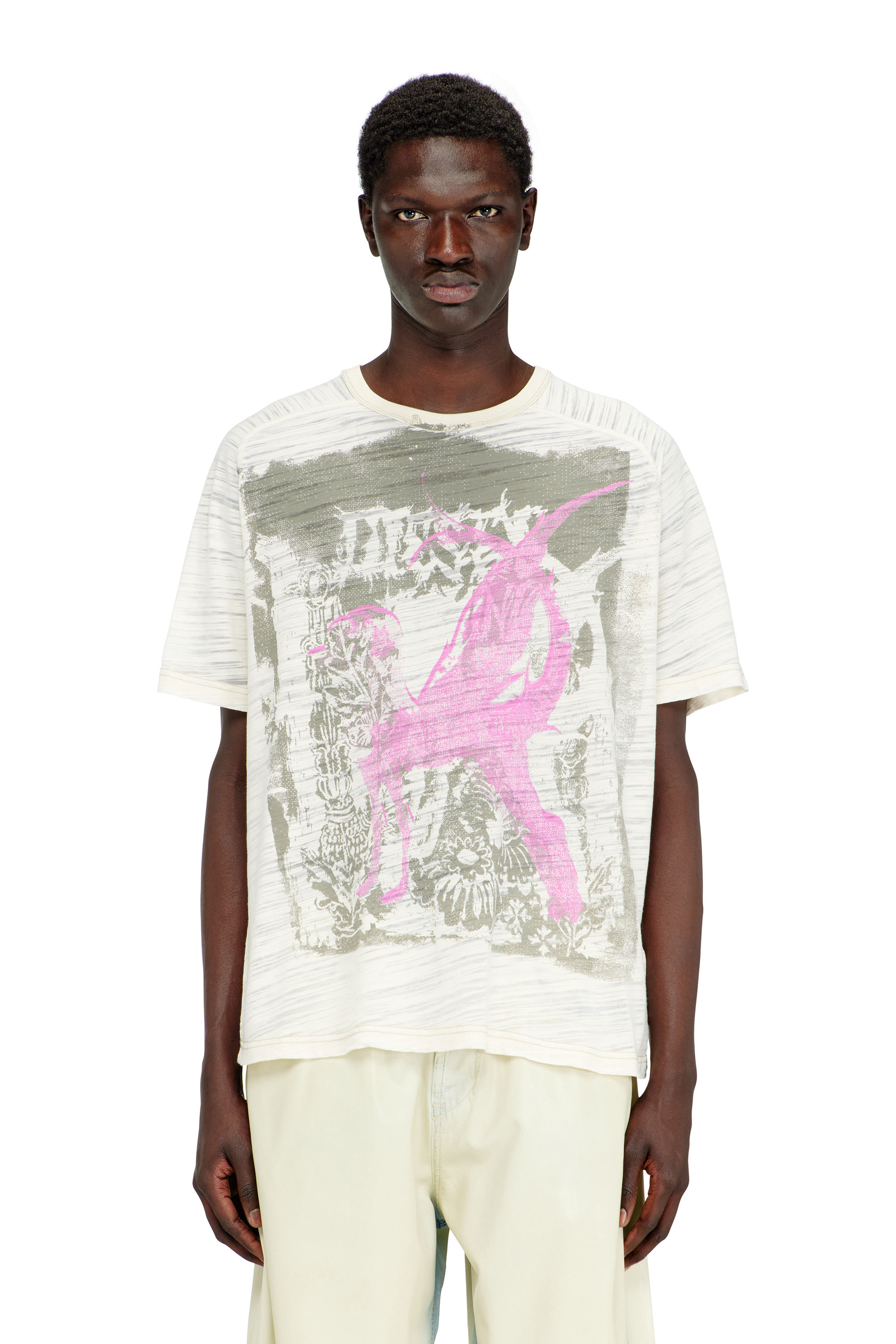 Diesel Homem Branco - T-Shirt With Graphic Print - T-Shirts - Man Xxl