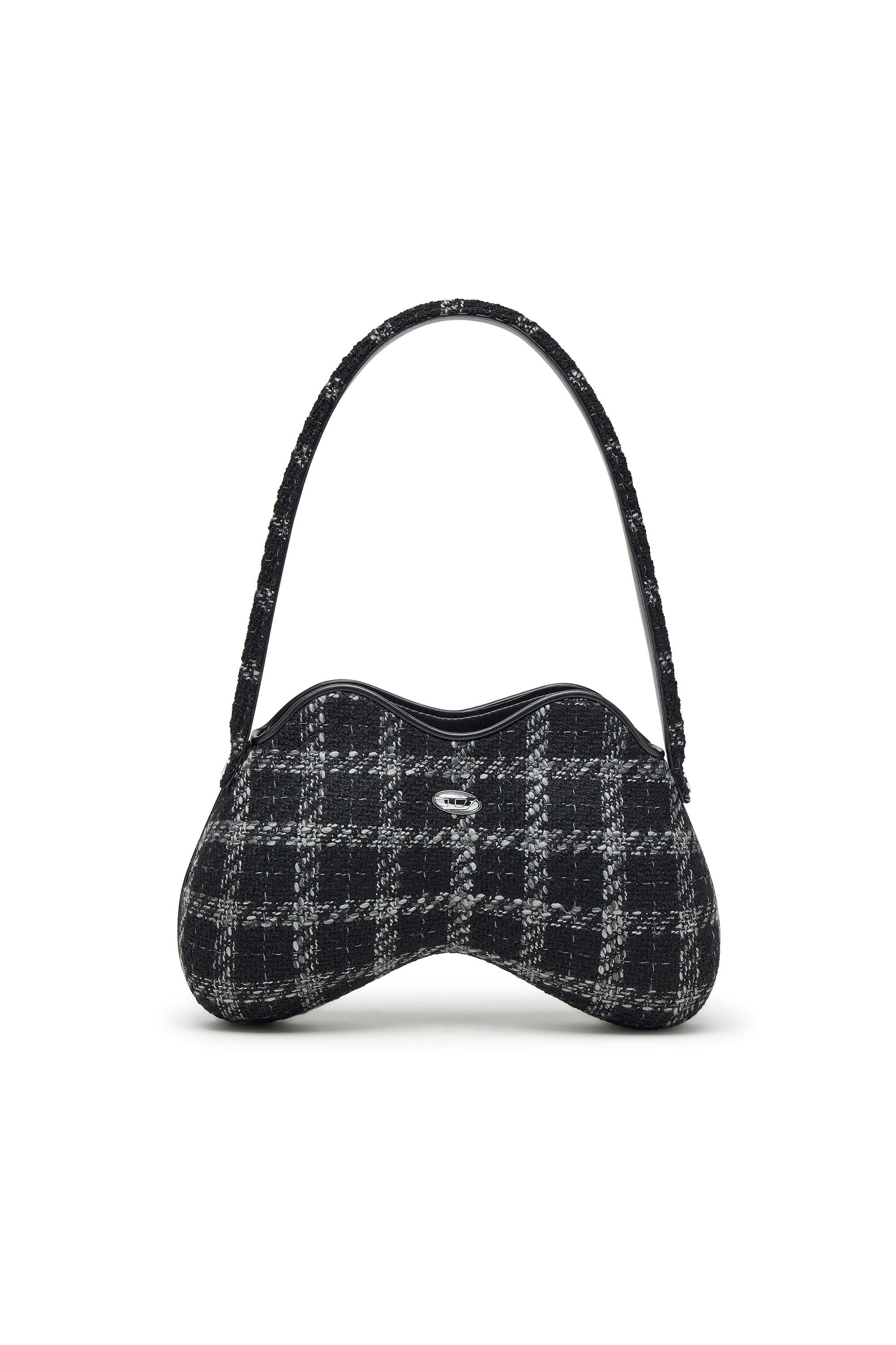 Diesel Double-d-shoulder Bag With Houndstooth Motif In Black