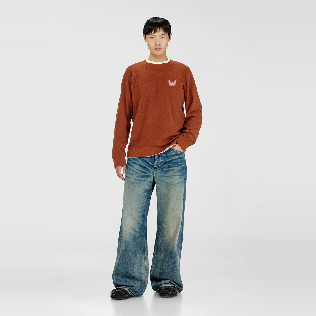 Diesel - Bouclé jumper avec broderie Phoenix - Pull Maille - Homme - Rouge