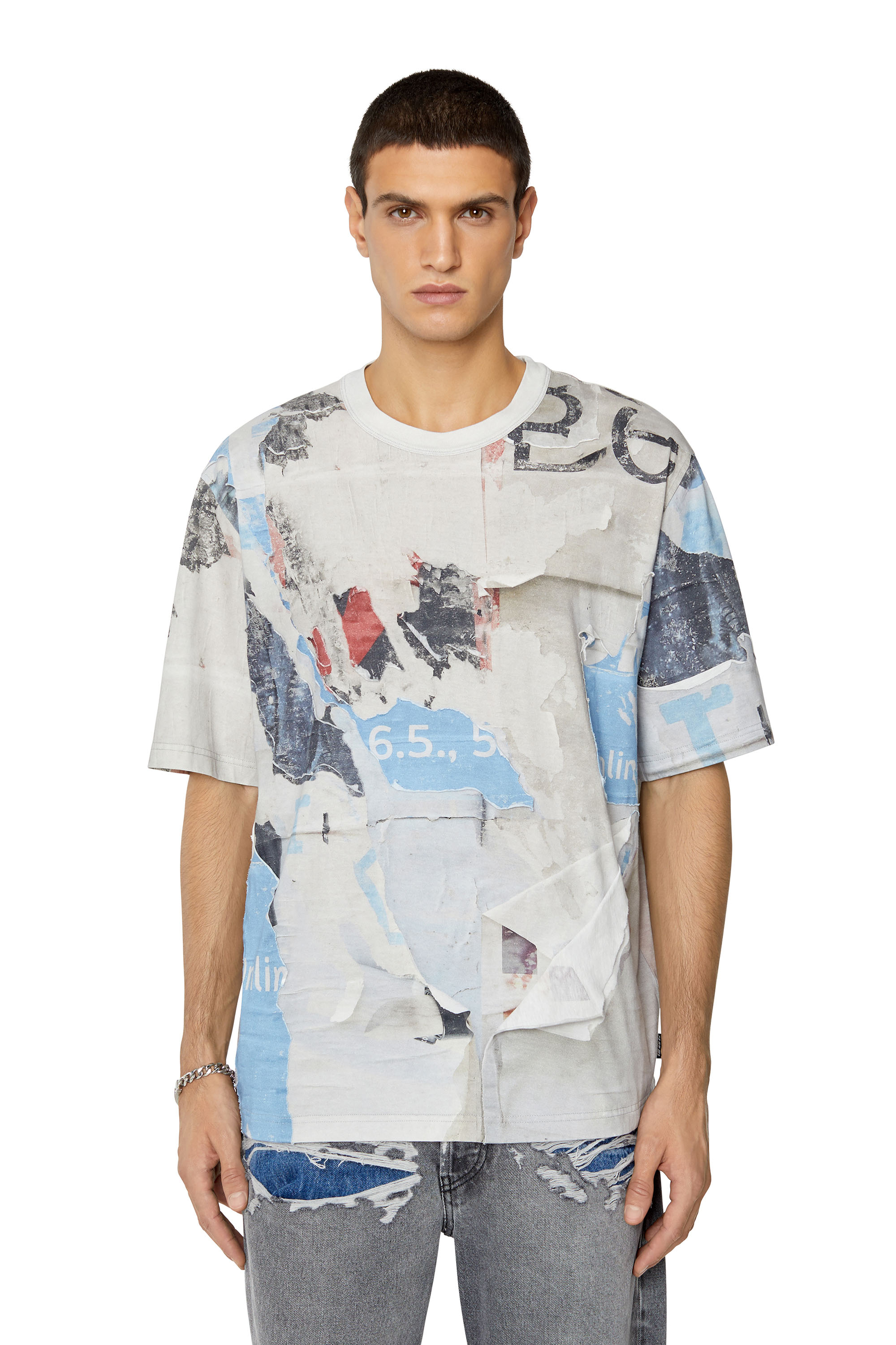 Diesel - T-shirt con stampa burnout all-over - T-Shirts - Uomo - Bianco