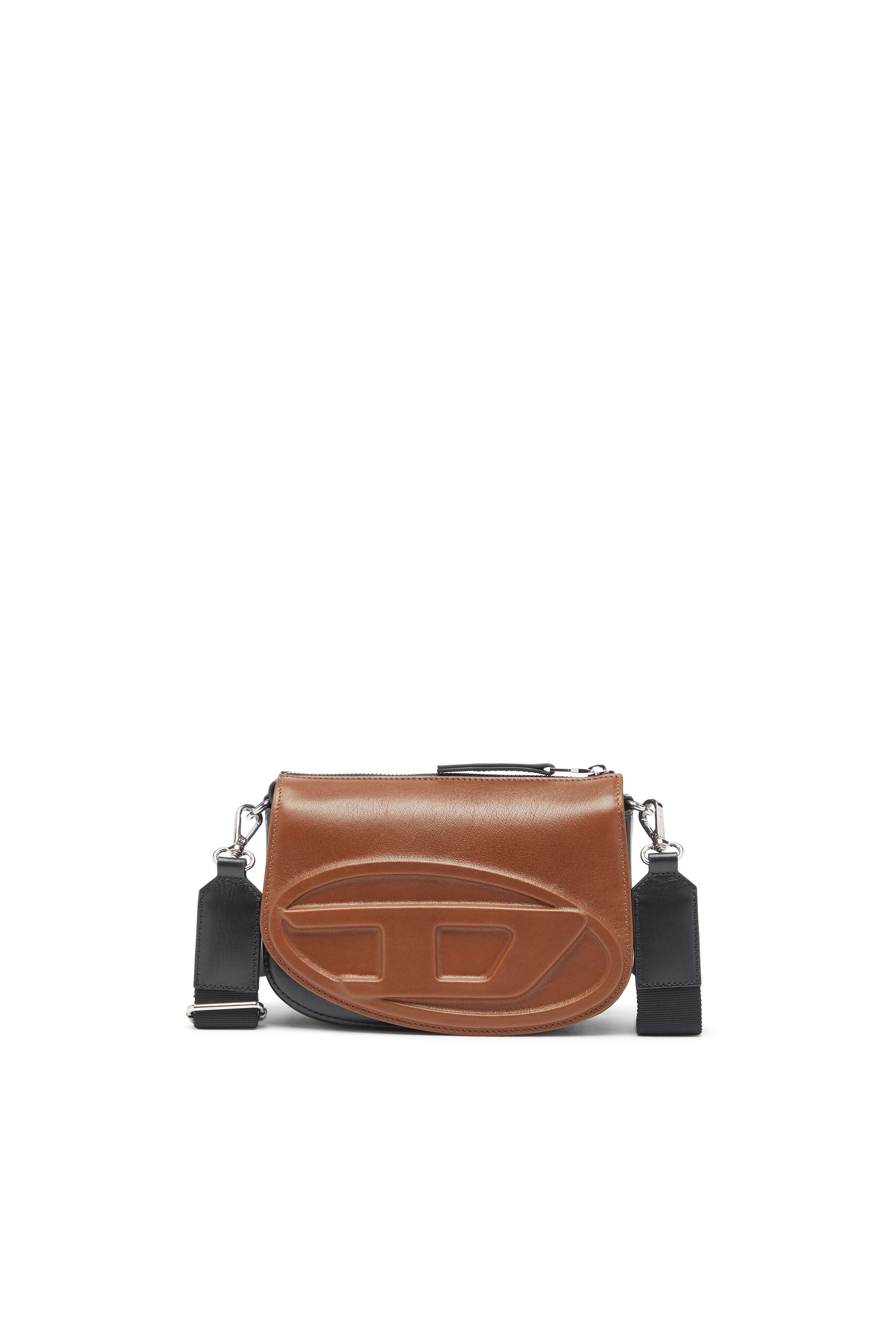 Diesel - 1DR-Bicolour leather crossbody bag - Crossbody Bags - Unisex - Brown